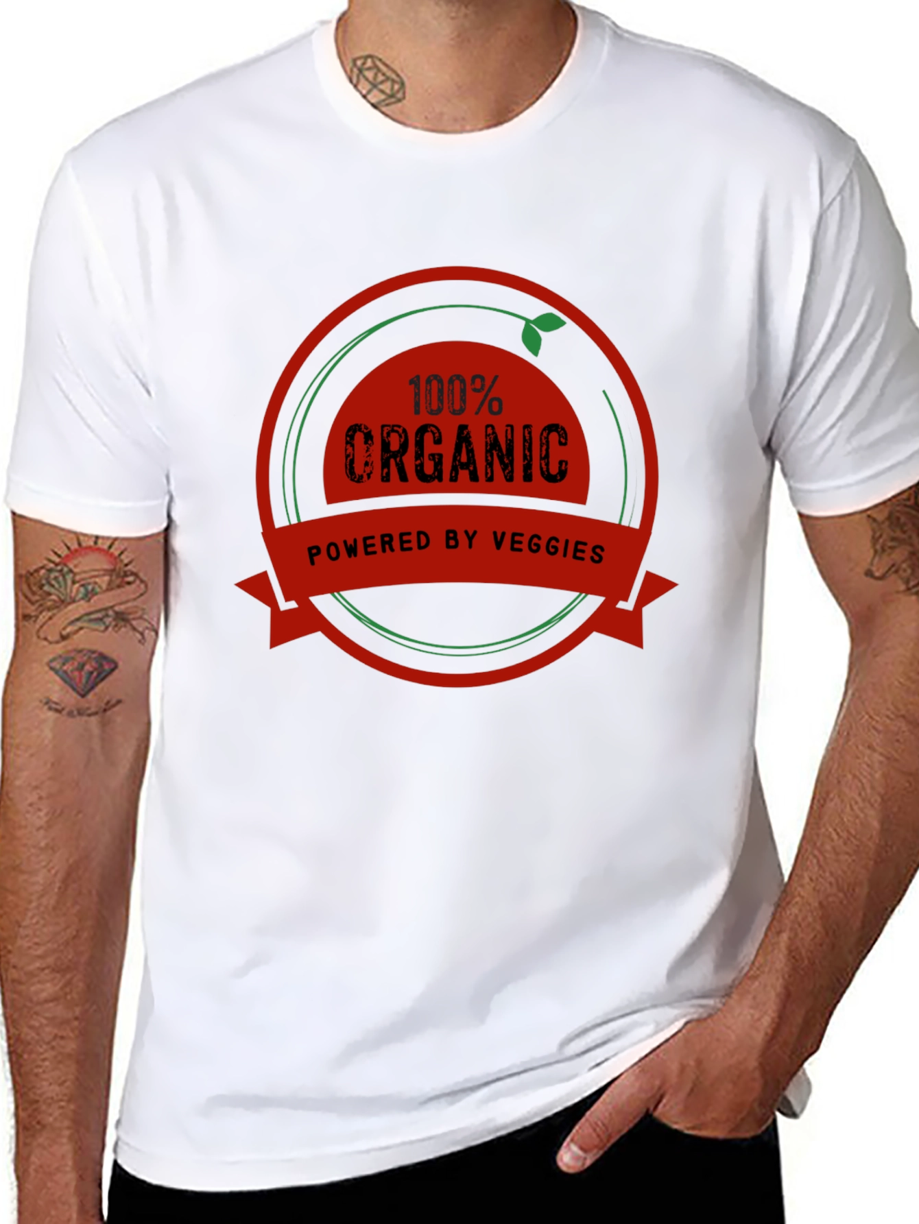 100% Organic Powered by Veggies Black T-Shirt