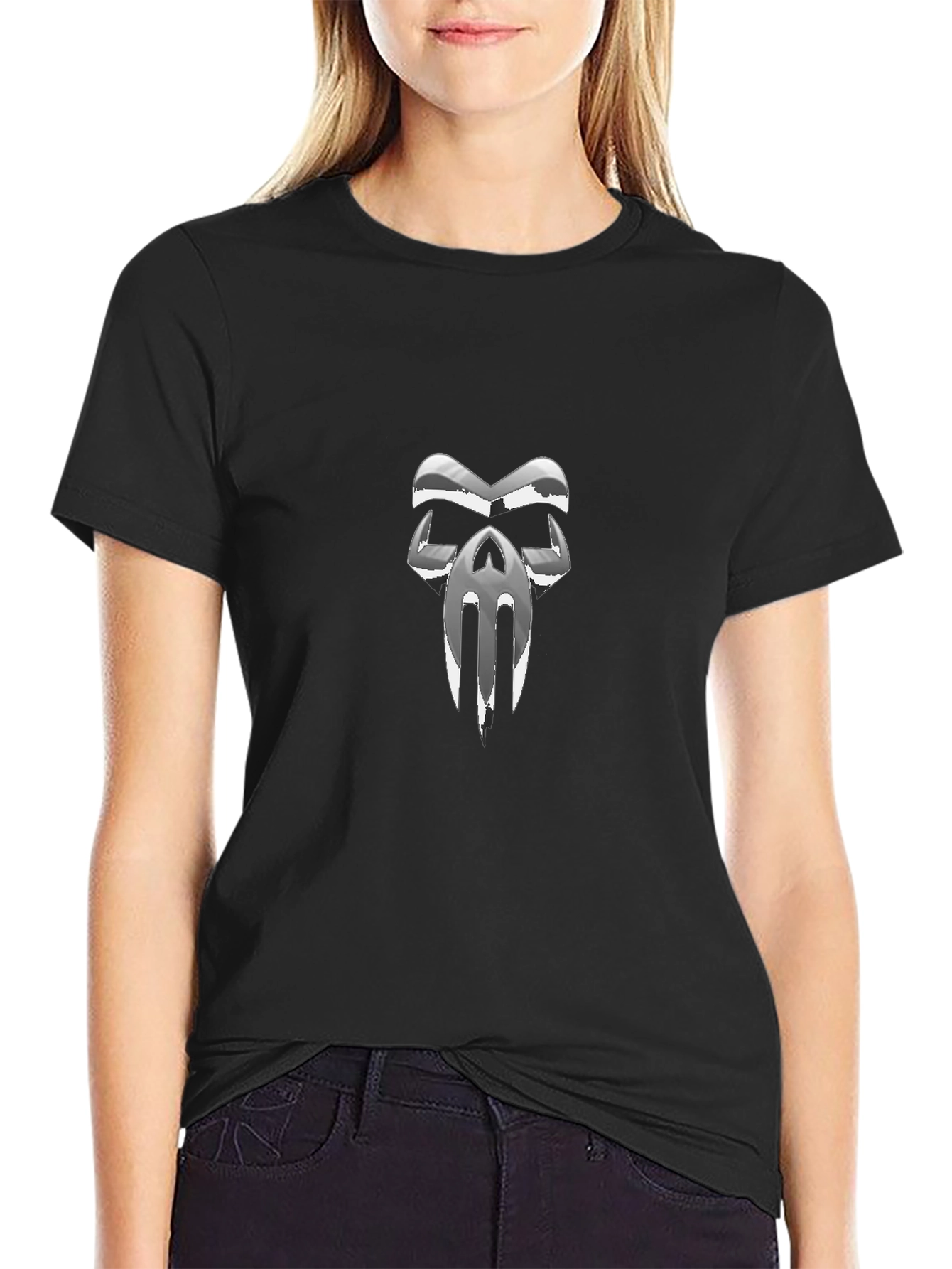 Chrome Skull Graphic Black T-Shirt