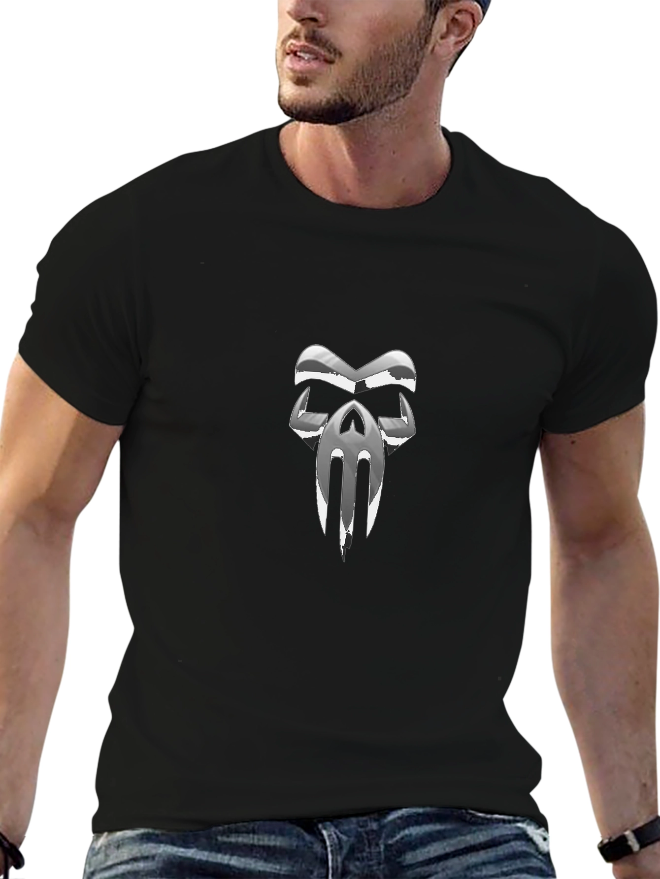 Chrome Skull Graphic Black T-Shirt