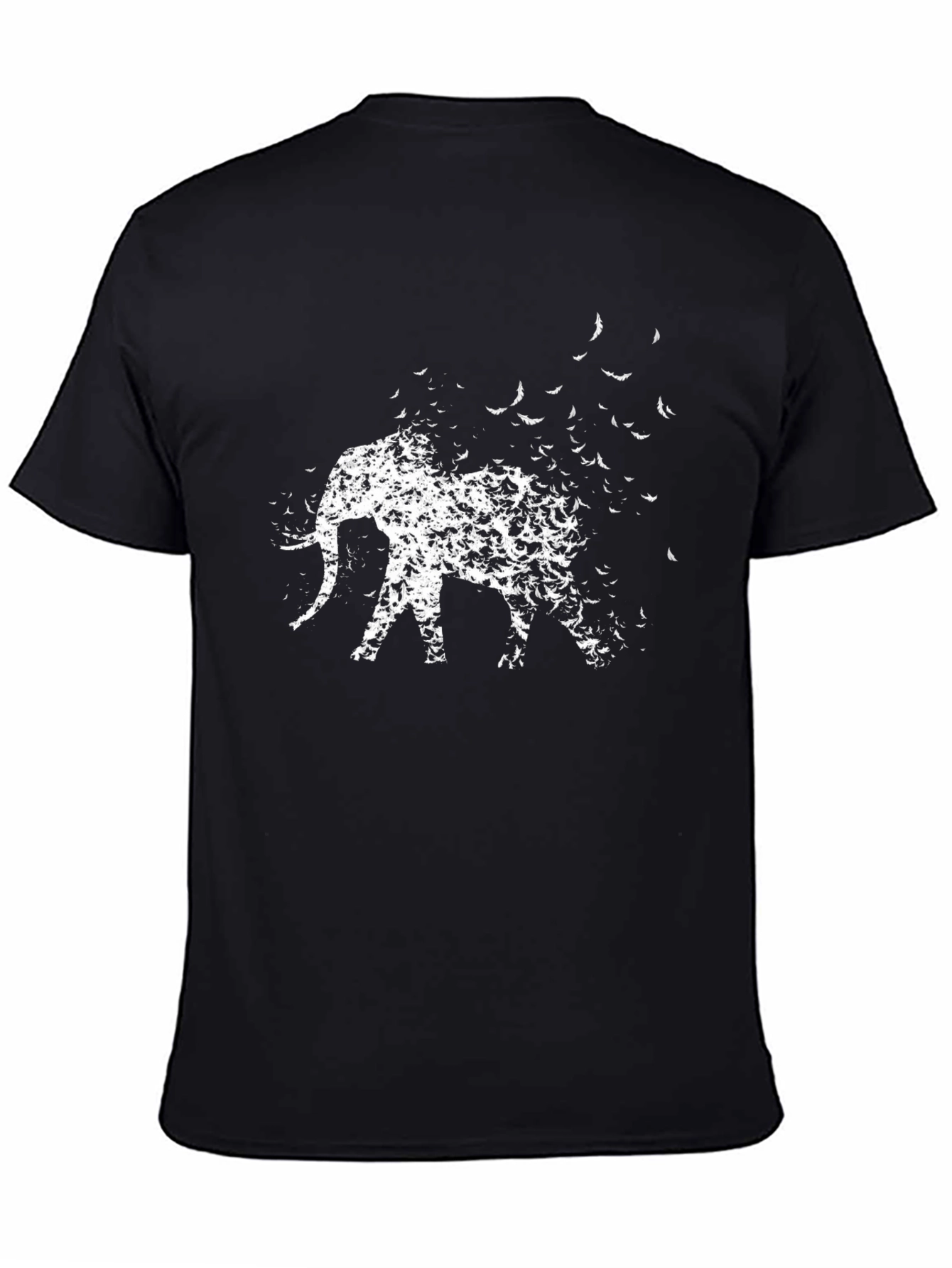 Elephant Bird Flock Graphic Tee - Black Cotton Blend