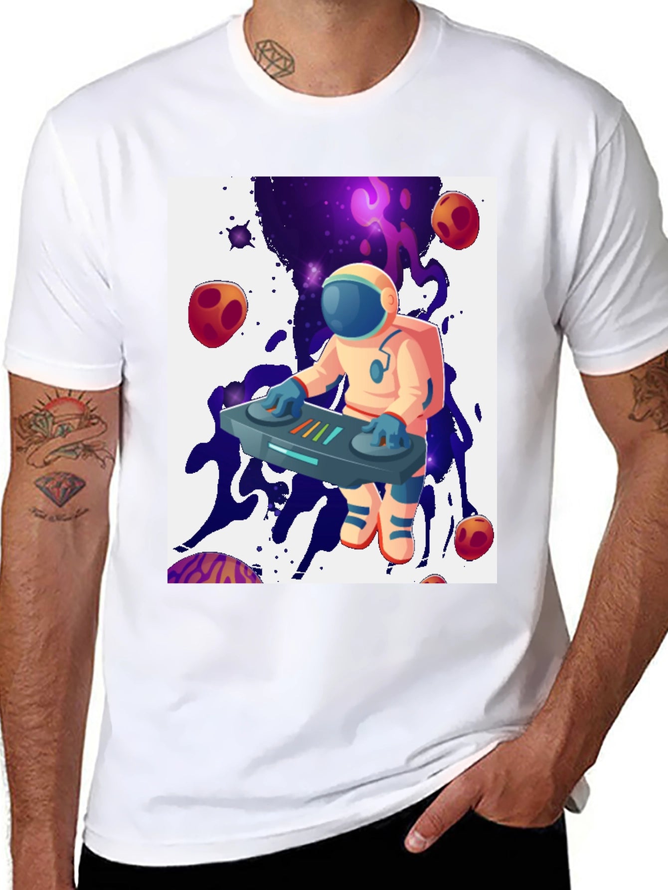 Astronaut DJ Graphic Tee - Cosmic Beats Shirt