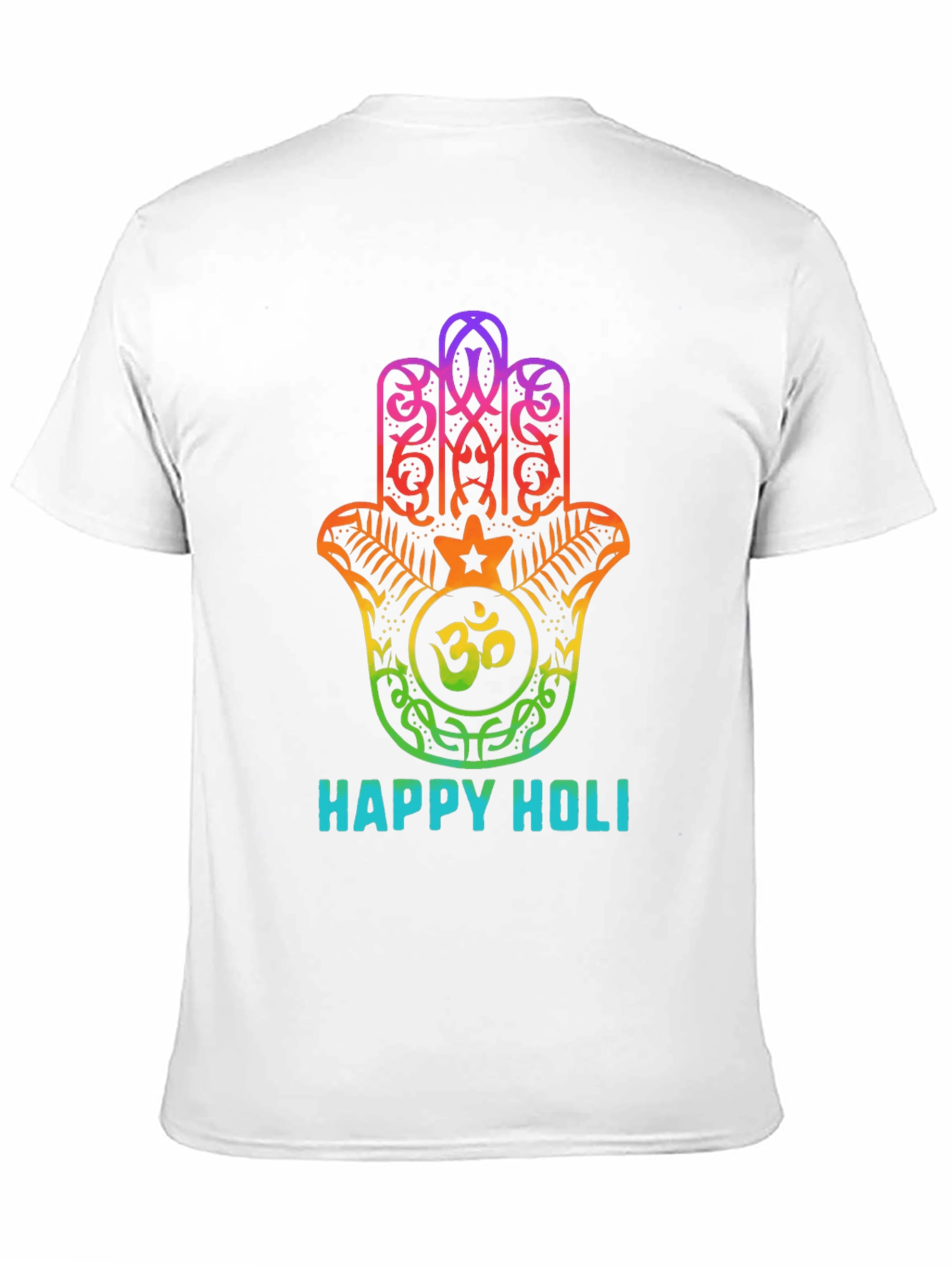Happy Holi Rainbow Hamsa Hand Graphic T-Shirt