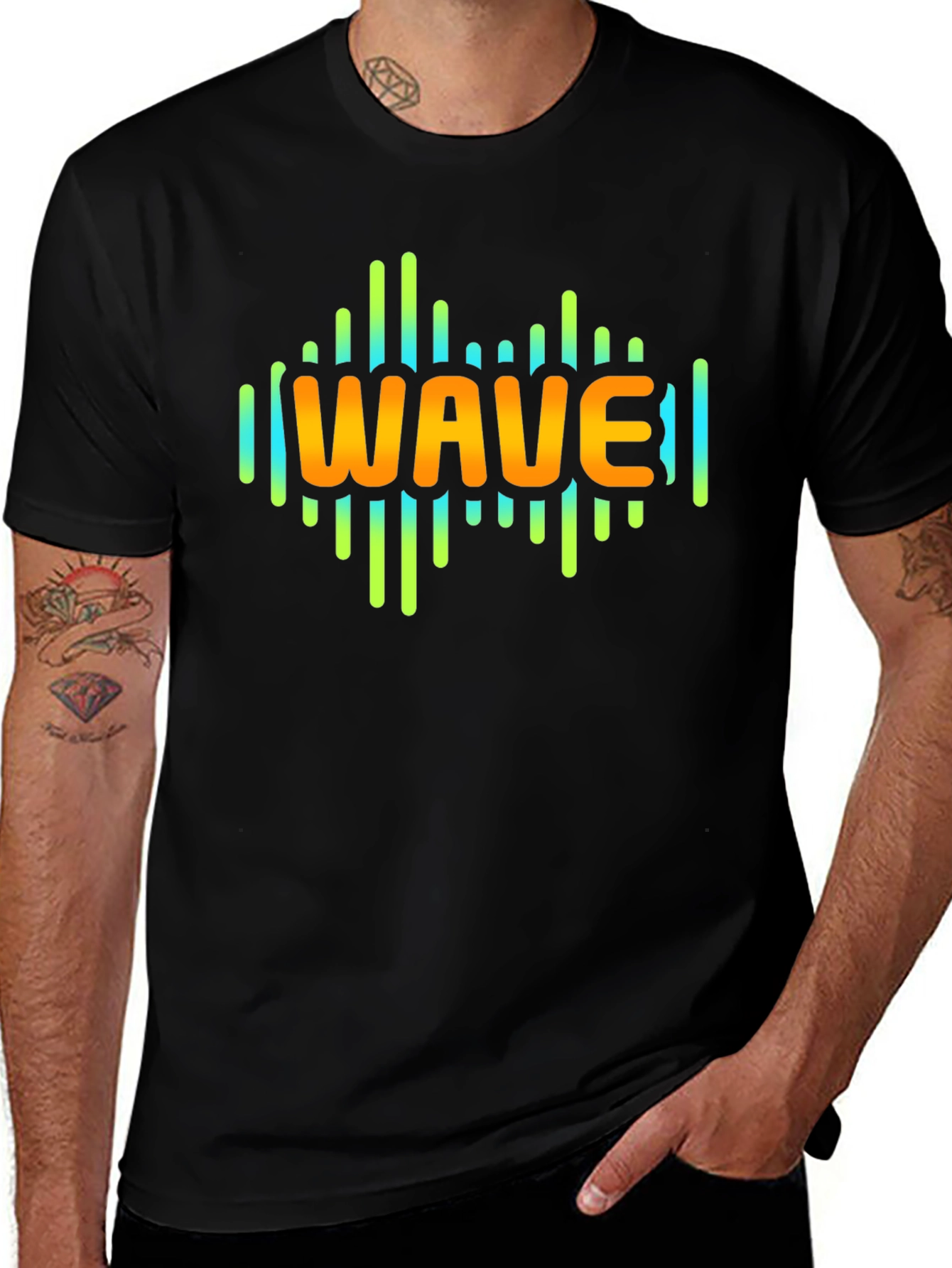 Wave Graphic Black T-Shirt - Trendy Design
