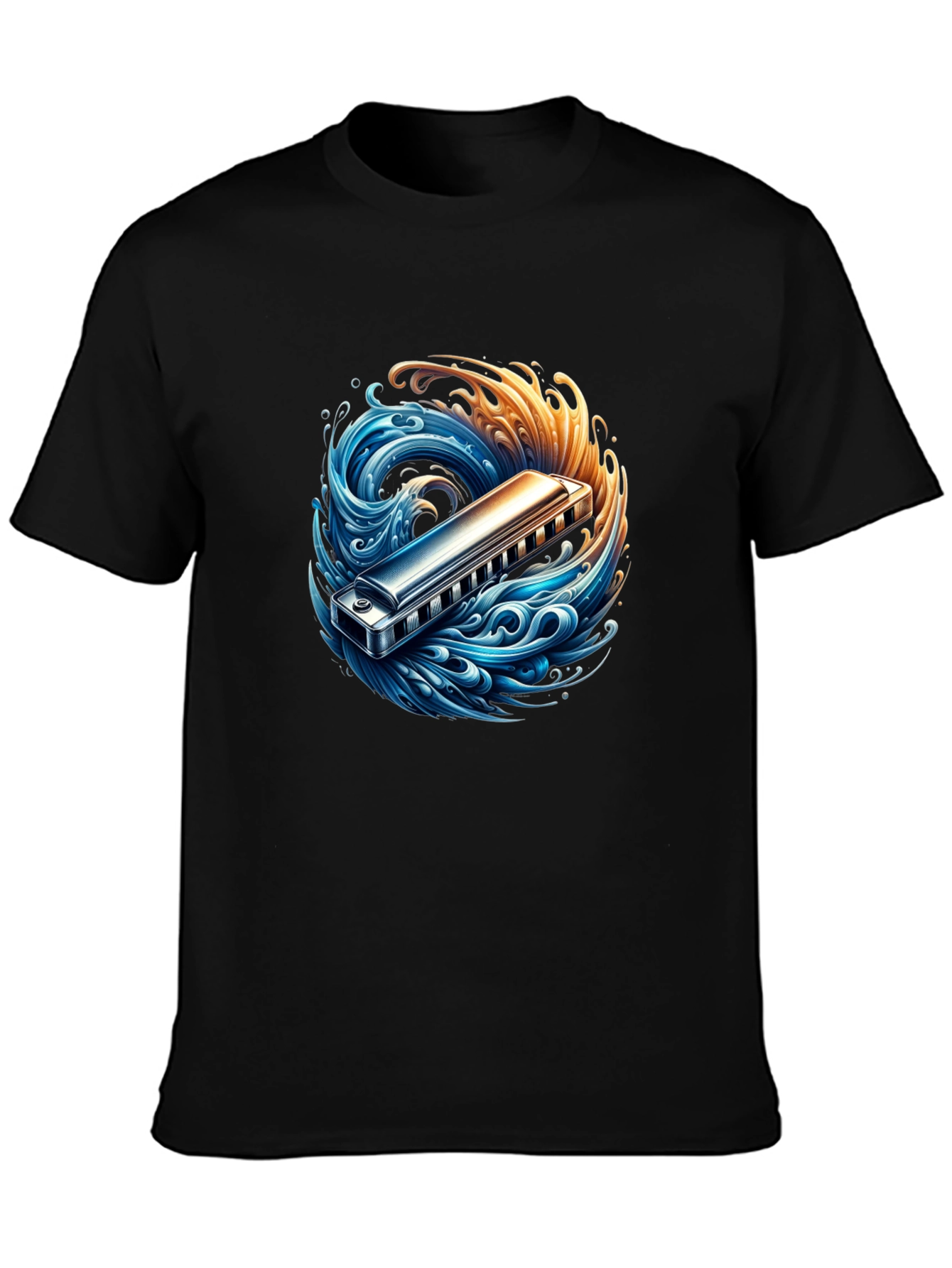 Harmonica Wave Graphic Tee - Music Lovers T-Shirt
