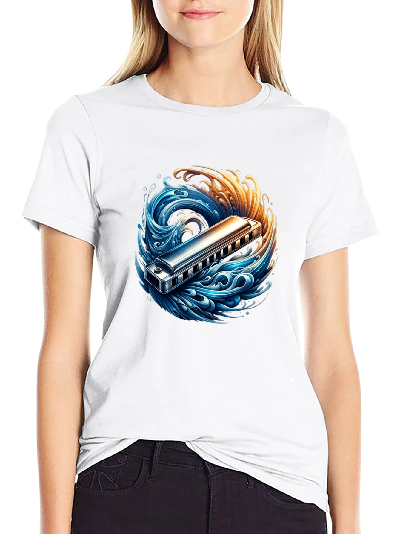Harmonica Wave Graphic Tee - Music Lovers T-Shirt