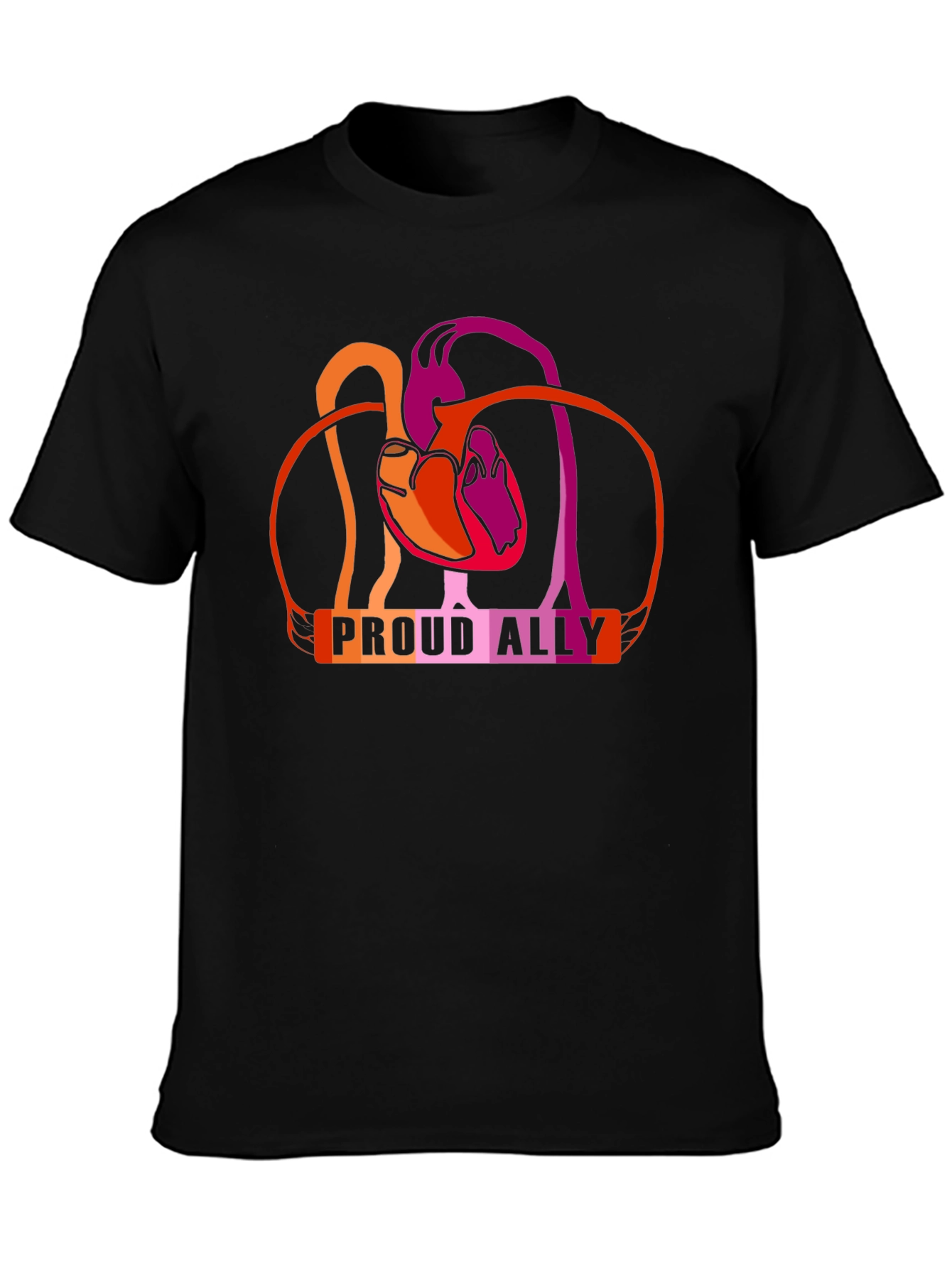 Proud Ally Heart Lesbian Pride T-Shirt