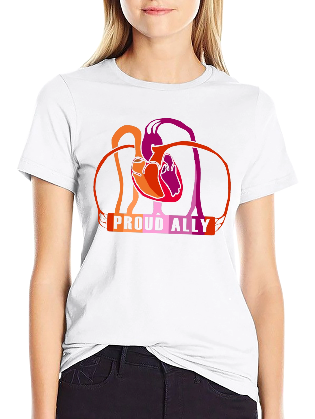 Proud Ally Heart Lesbian Pride T-Shirt