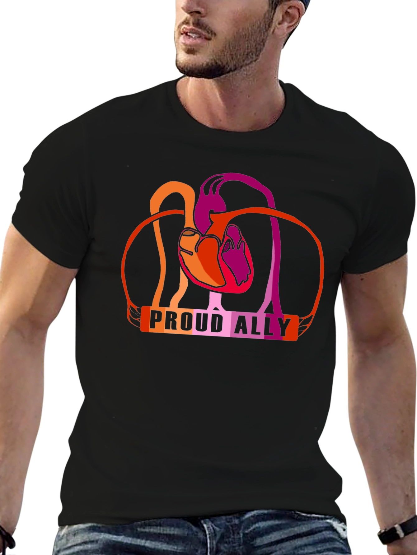 Proud Ally Heart Lesbian Pride T-Shirt