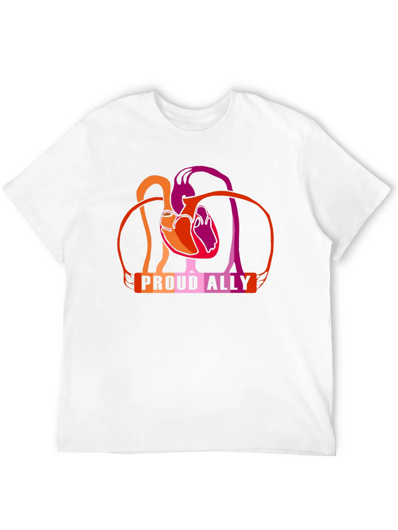 Proud Ally Heart Lesbian Pride T-Shirt