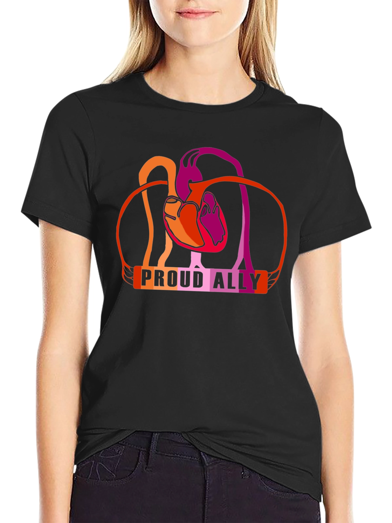 Proud Ally Heart Lesbian Pride T-Shirt