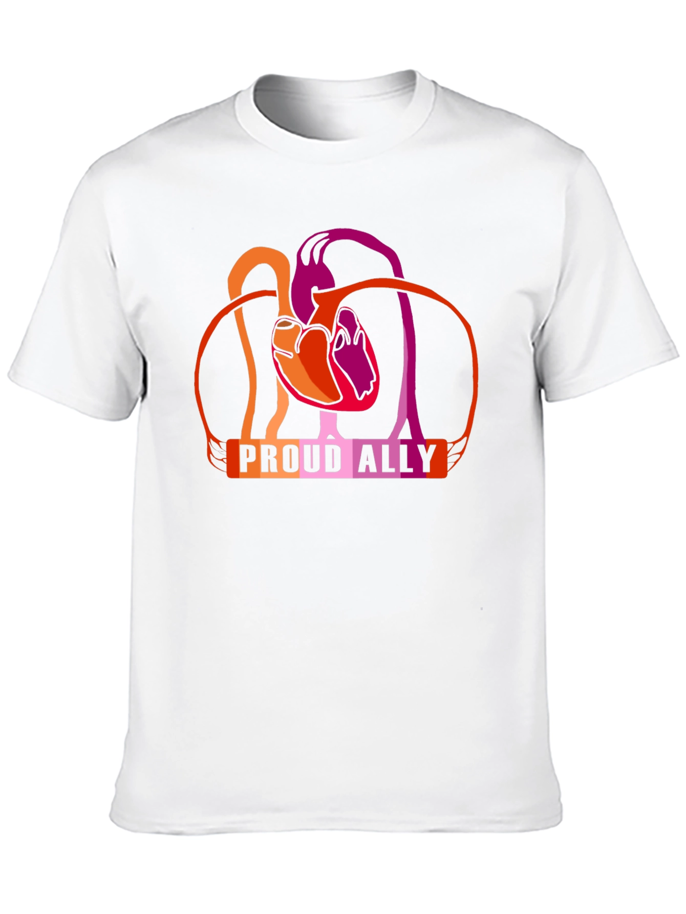 Proud Ally Heart Lesbian Pride T-Shirt