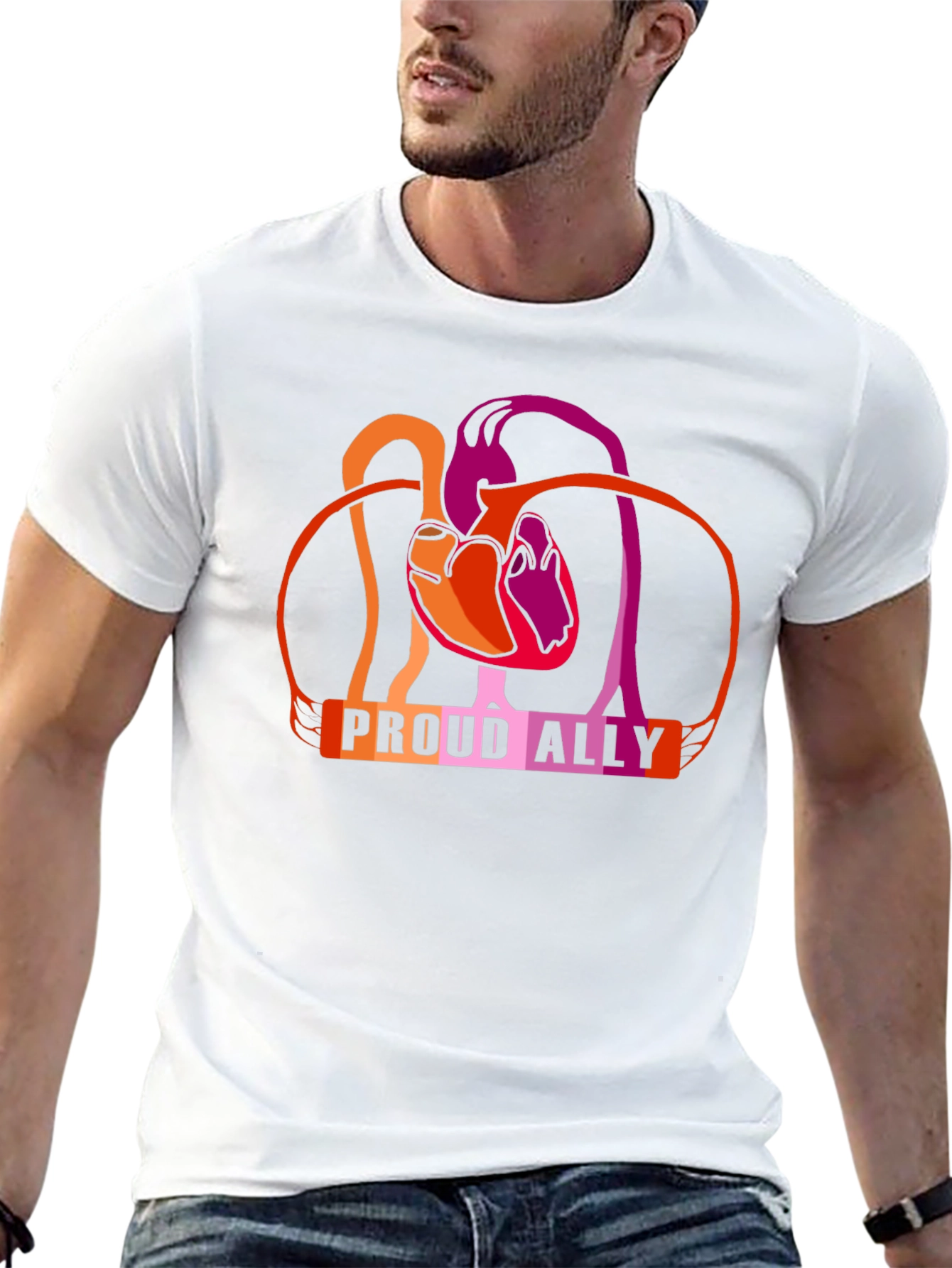 Proud Ally Heart Lesbian Pride T-Shirt
