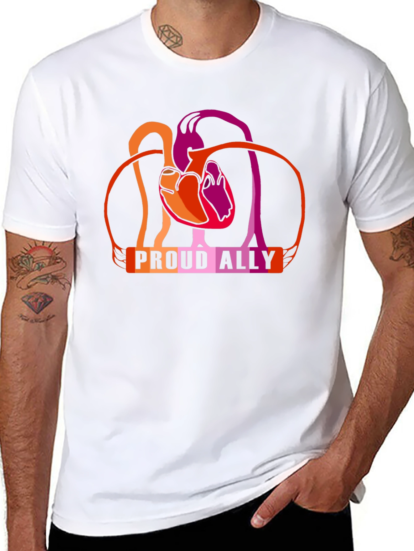 Proud Ally Heart Lesbian Pride T-Shirt