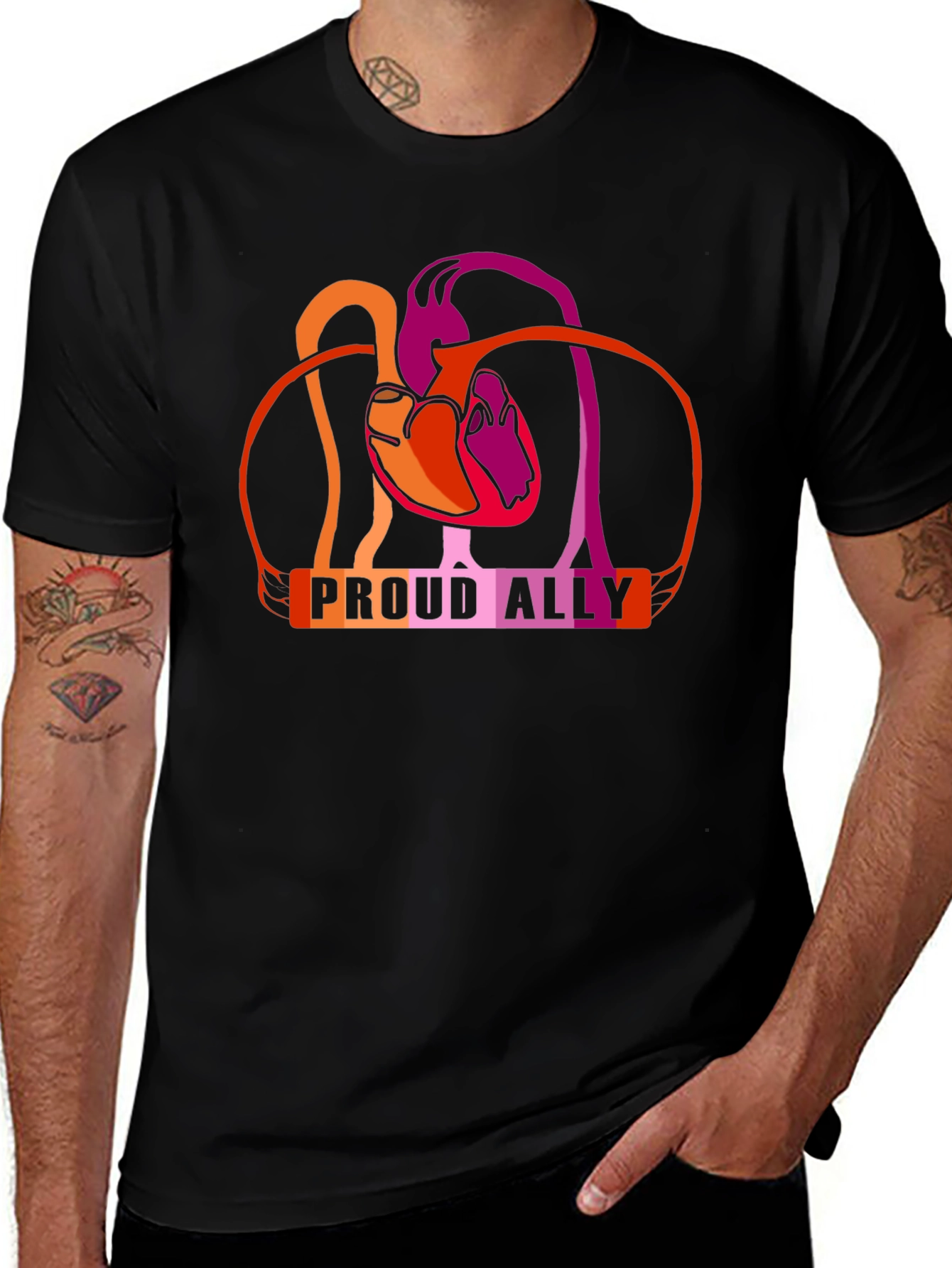 Proud Ally Heart Lesbian Pride T-Shirt