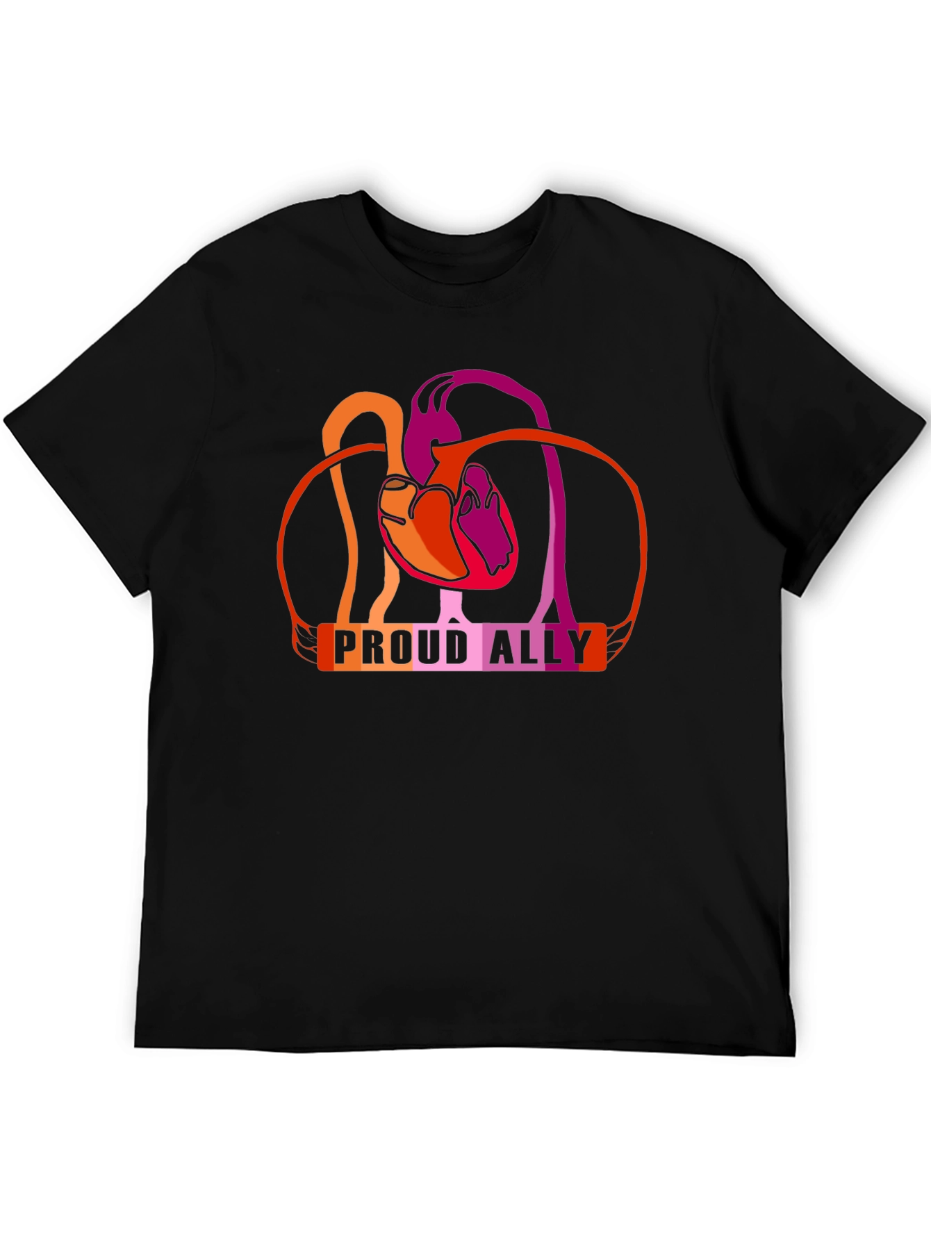 Proud Ally Heart Lesbian Pride T-Shirt