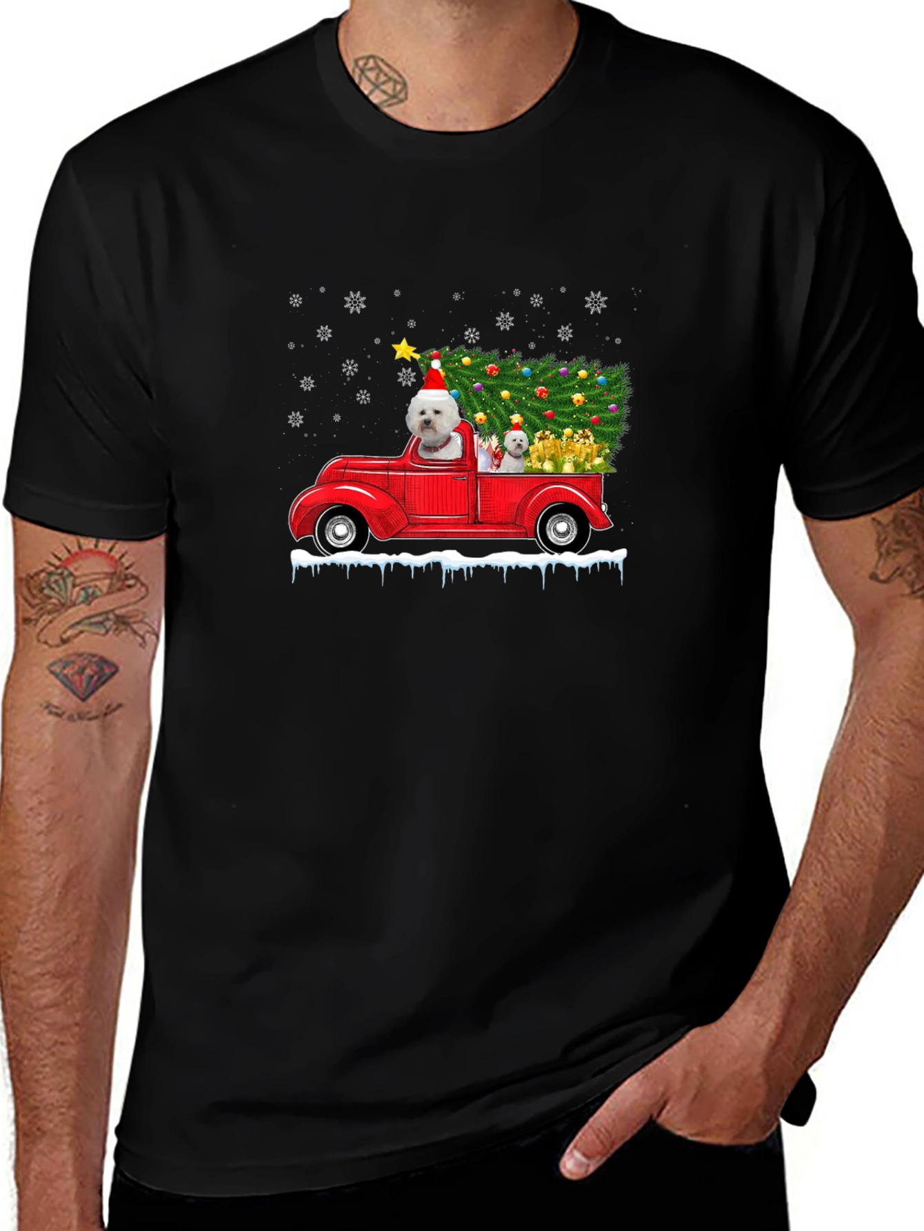 Festive Dog Christmas Truck T-Shirt
