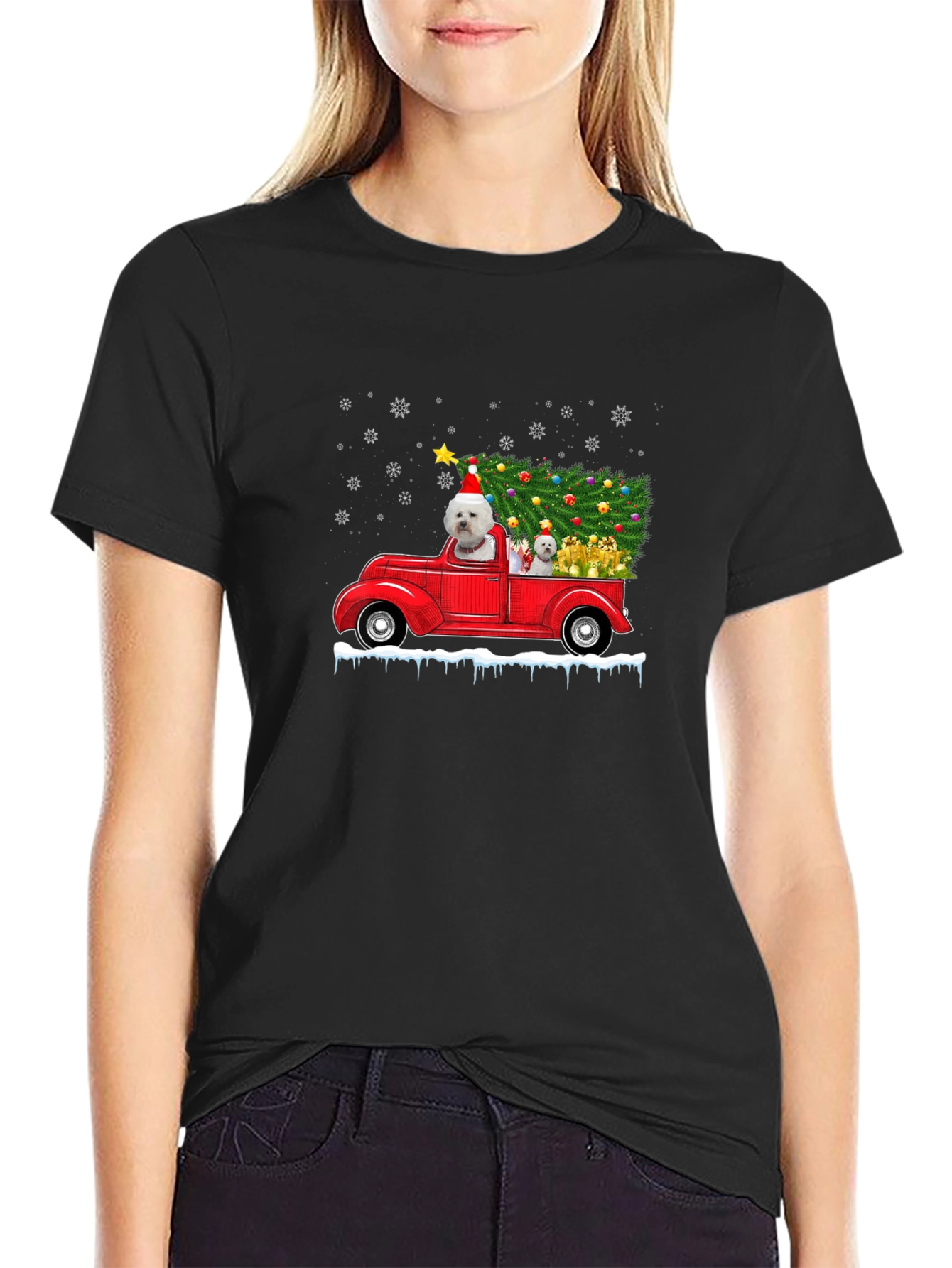 Festive Dog Christmas Truck T-Shirt