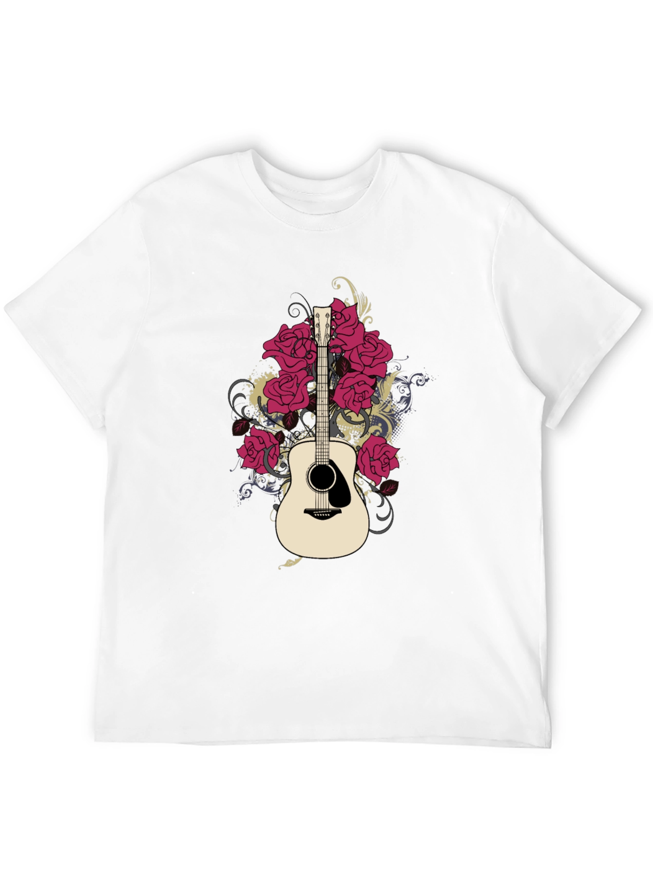 Guitar & Roses Graphic Black T-Shirt