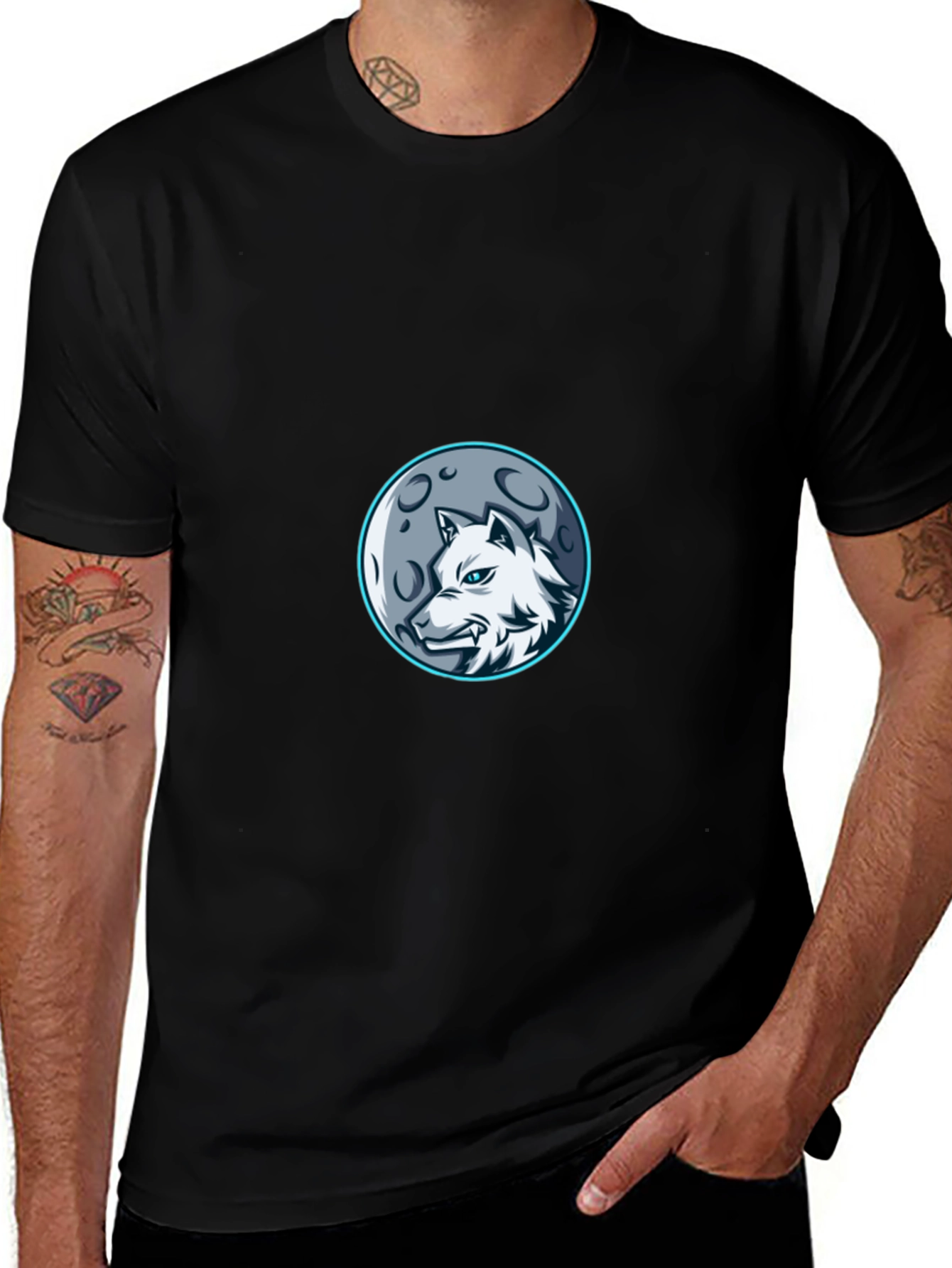 Wolf Moon Graphic Tee - Stylish Black T-Shirt