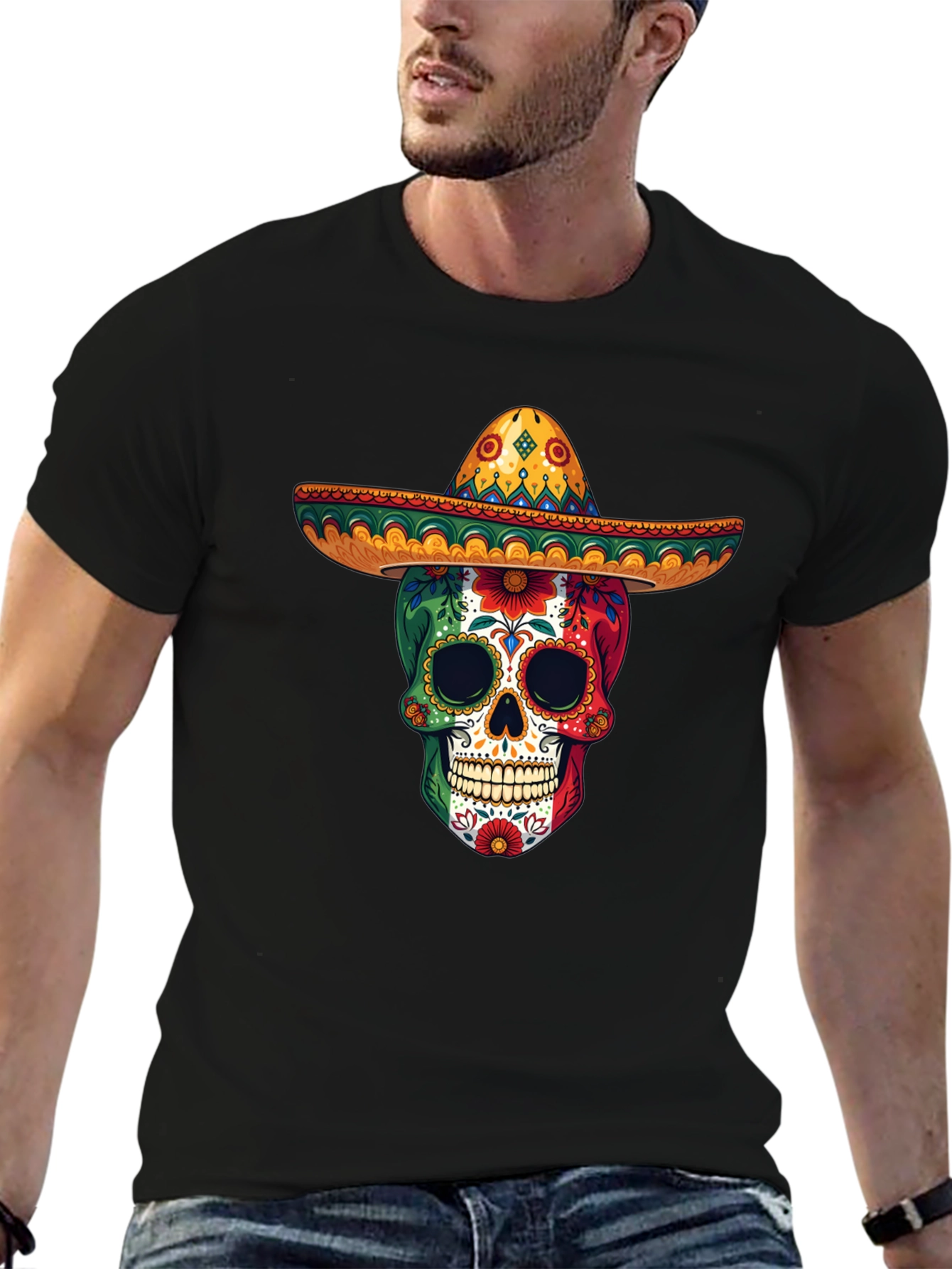 Sugar Skull Sombrero T-Shirt - Day of the Dead