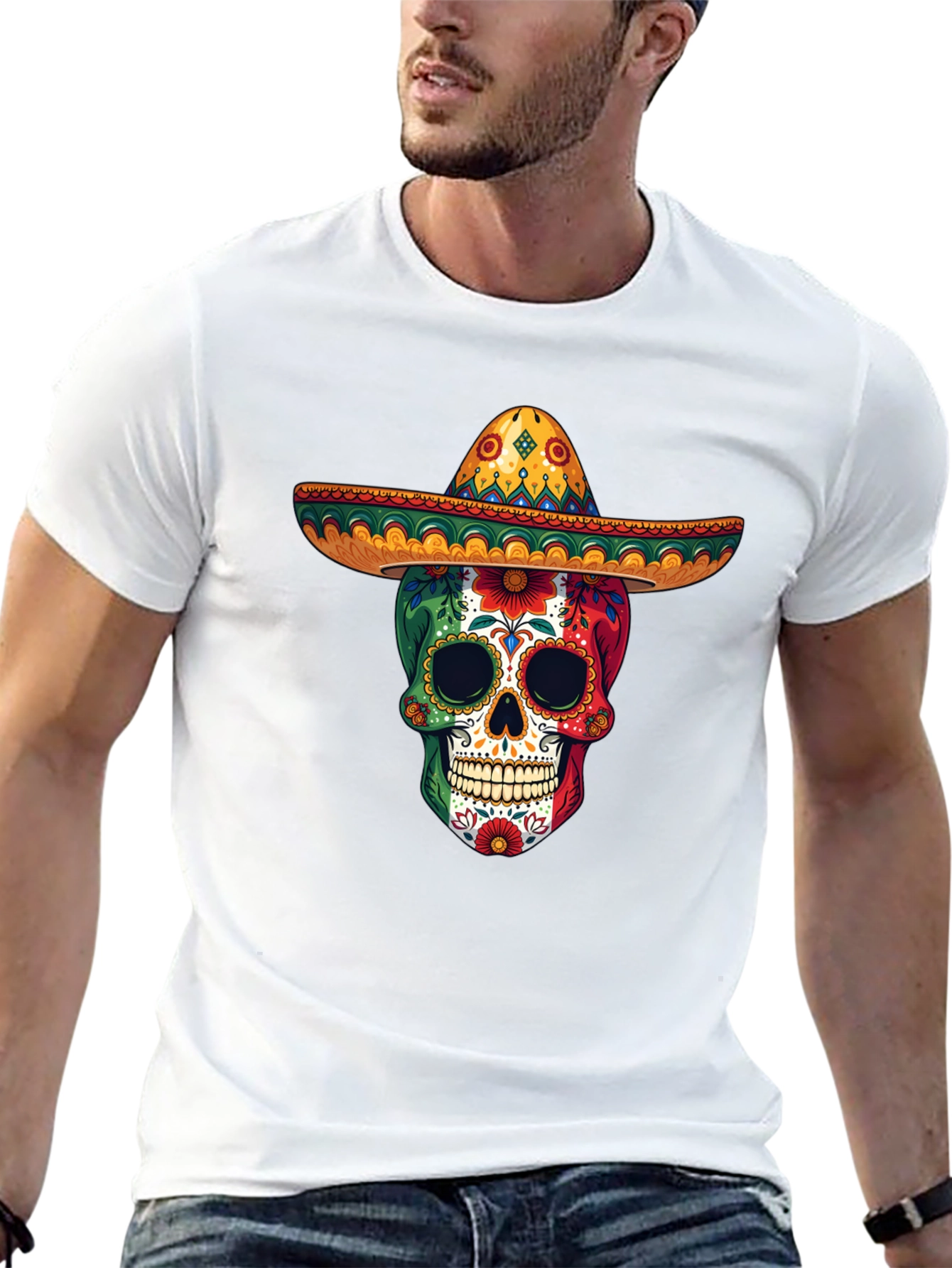 Sugar Skull Sombrero T-Shirt - Day of the Dead