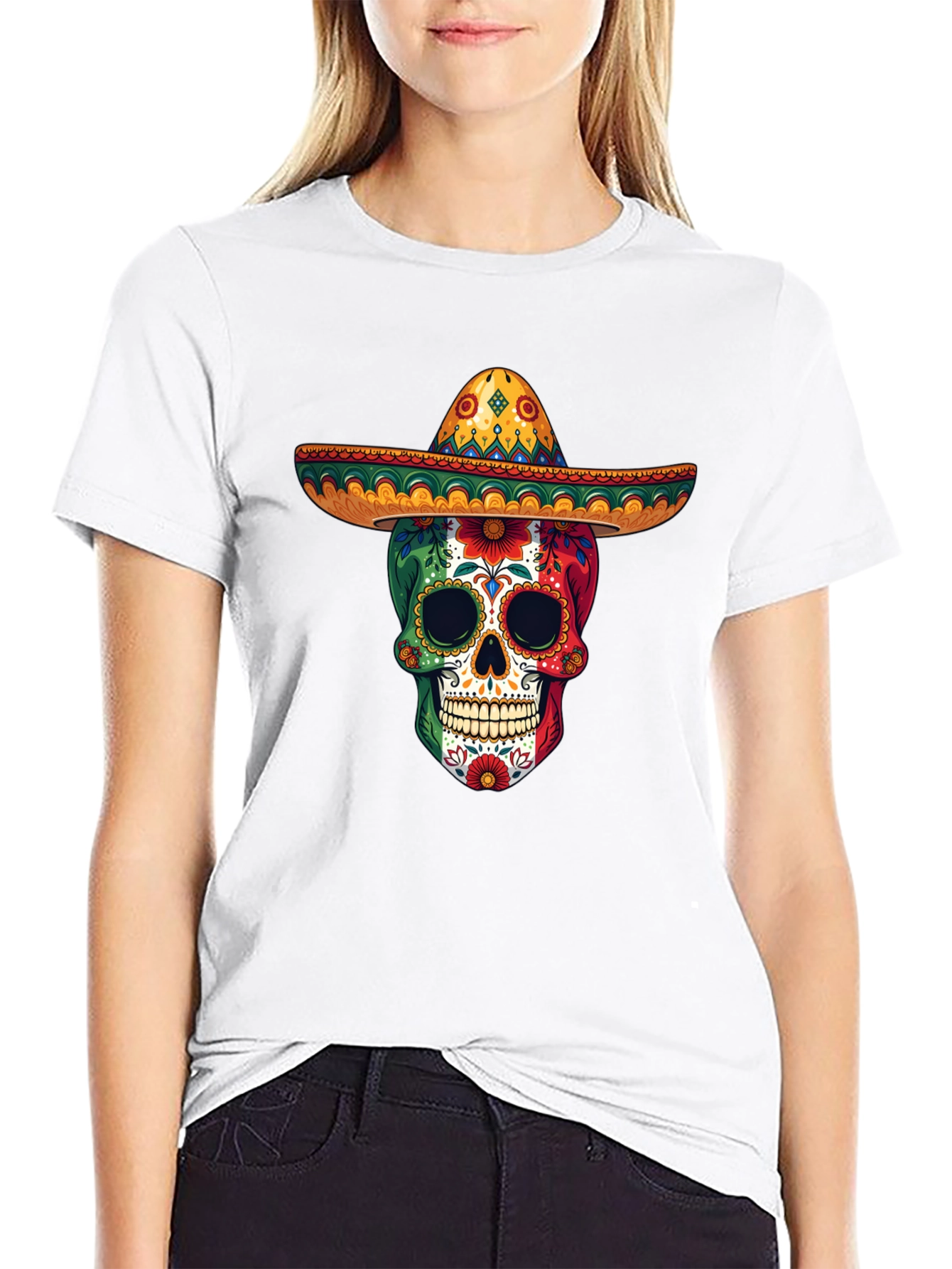 Sugar Skull Sombrero T-Shirt - Day of the Dead