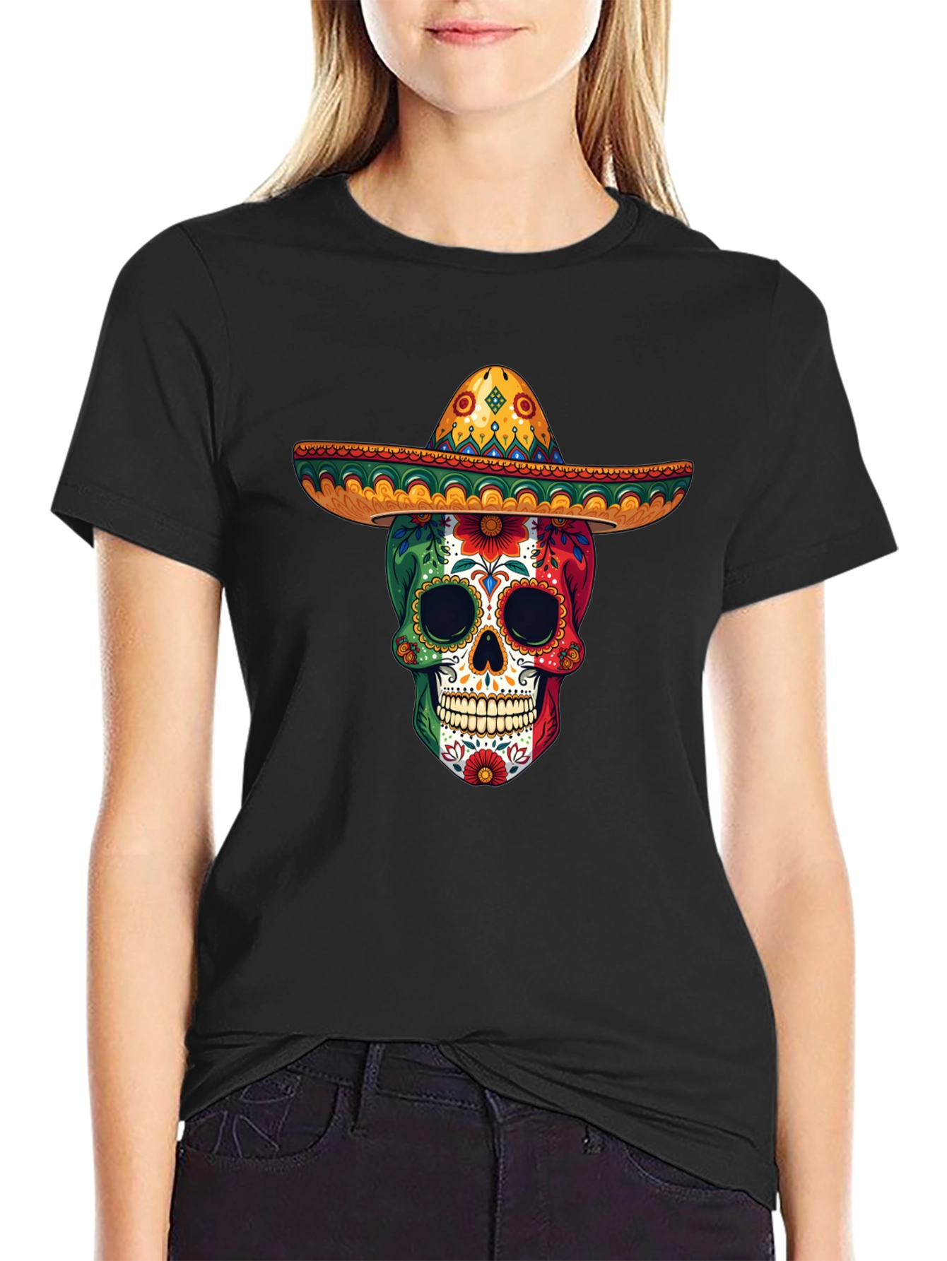 Sugar Skull Sombrero T-Shirt - Day of the Dead