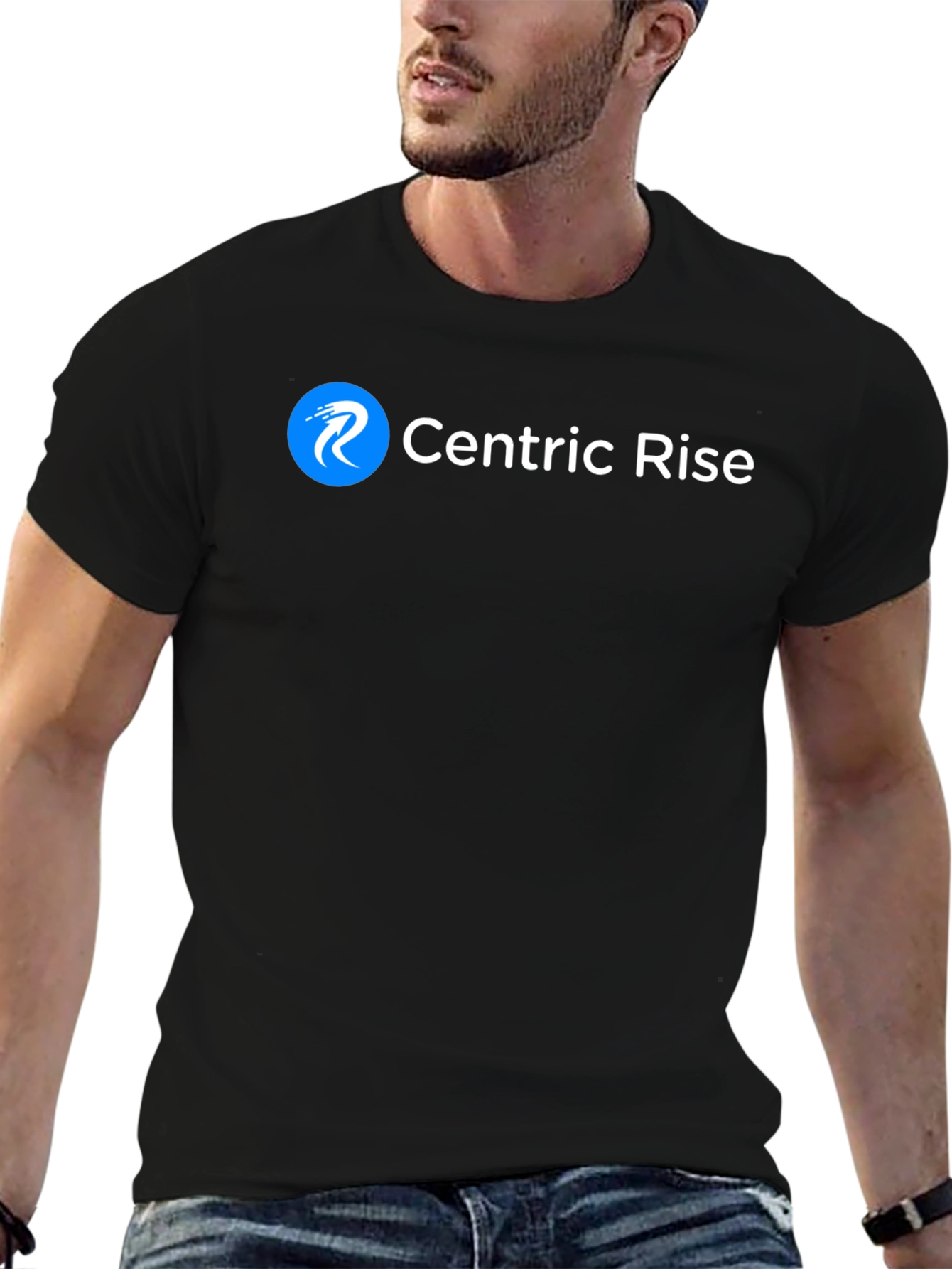 Centric Rise Black T-Shirt - Modern Logo Tee