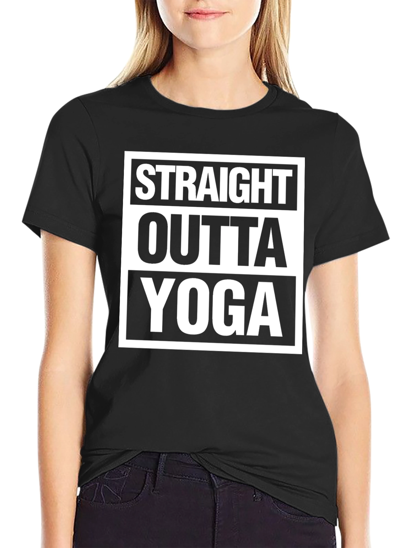 Straight Outta Yoga Black T-Shirt