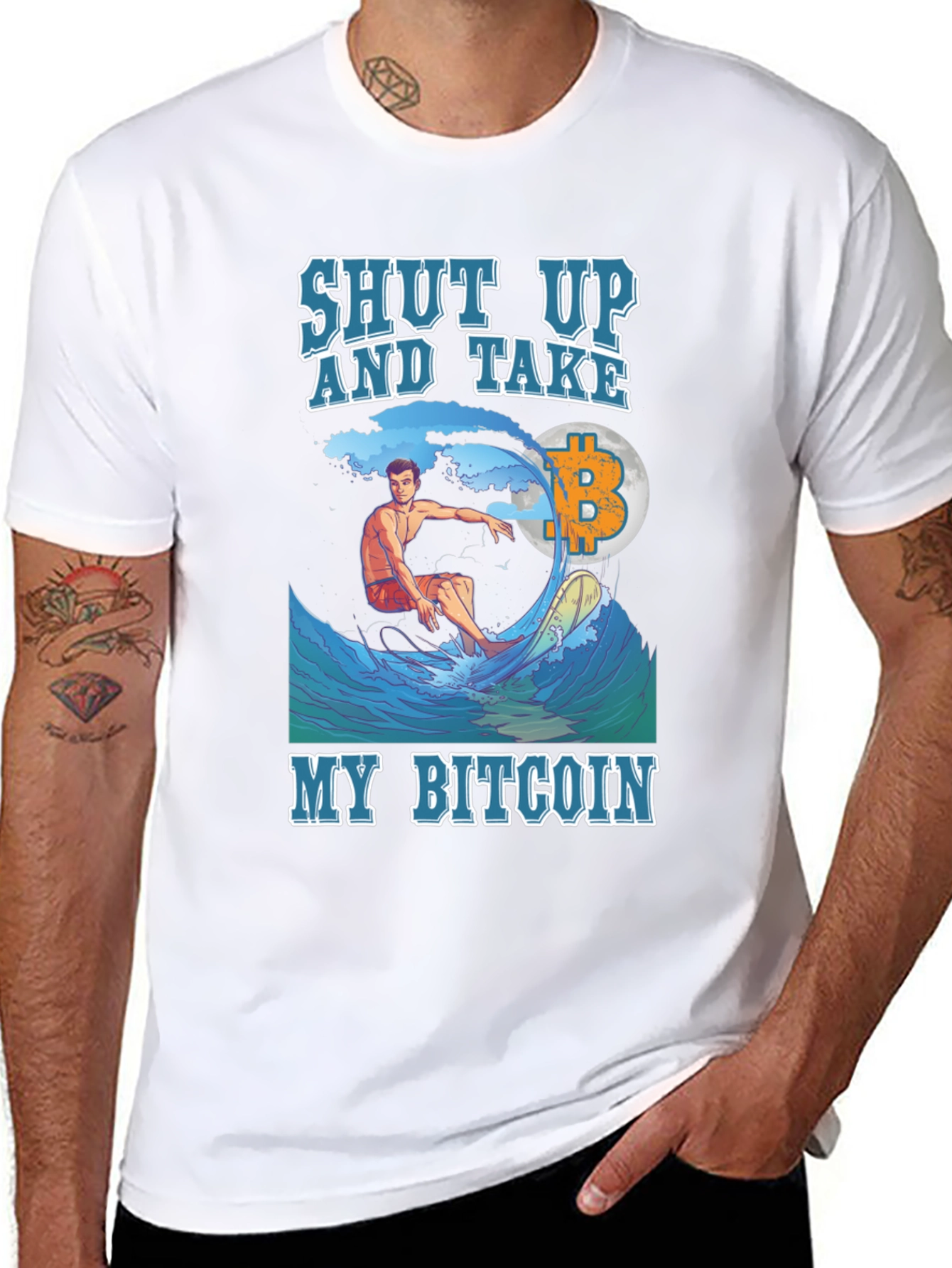 Shut Up and Take My Bitcoin Surfer T-Shirt