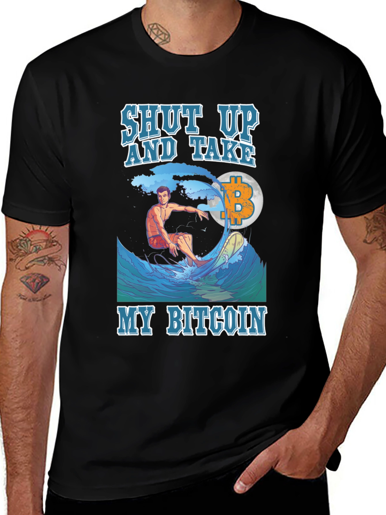 Shut Up and Take My Bitcoin Surfer T-Shirt