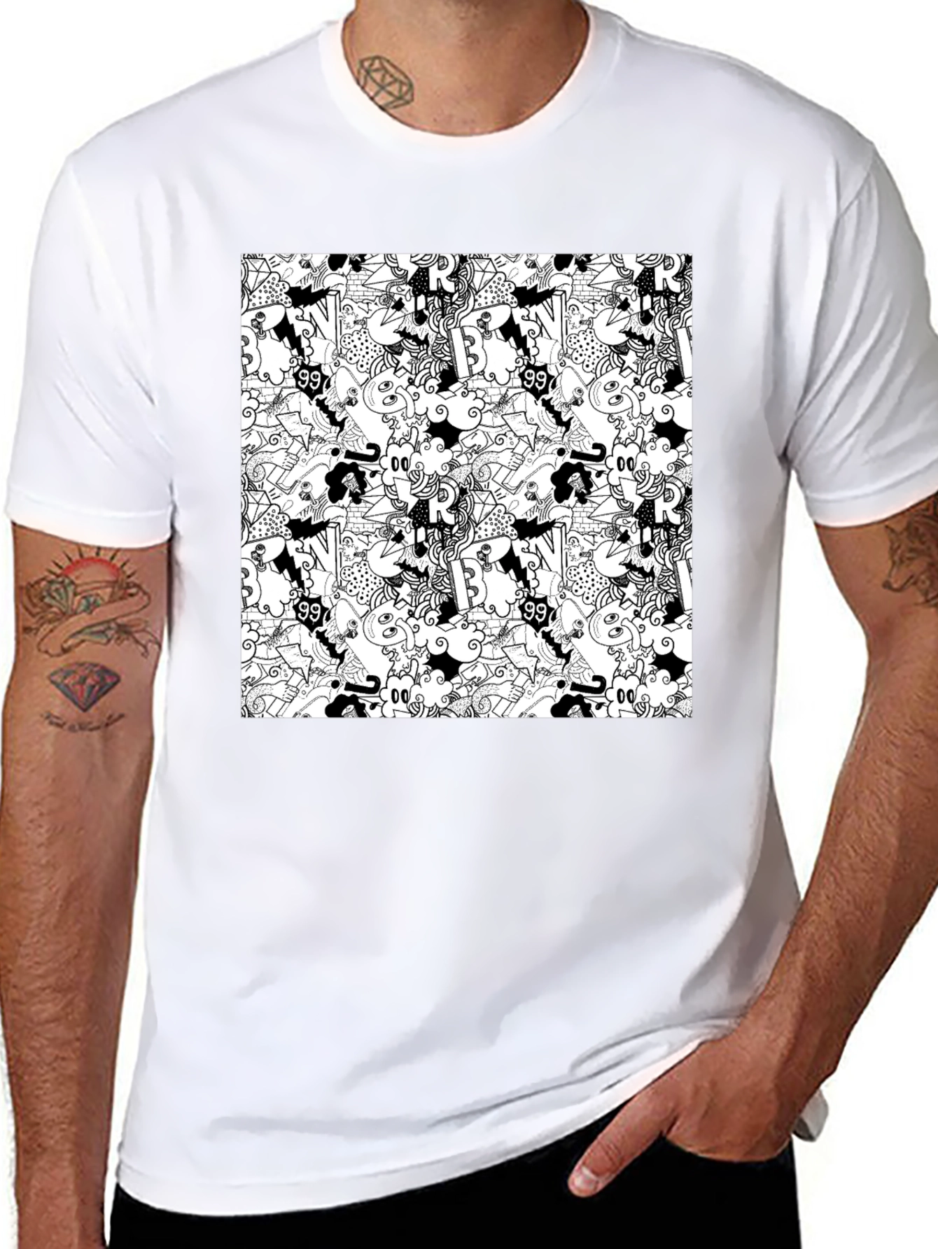 Doodle Art Black T-Shirt