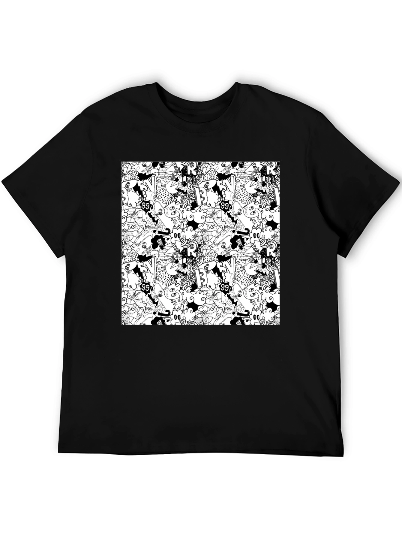 Doodle Art Black T-Shirt