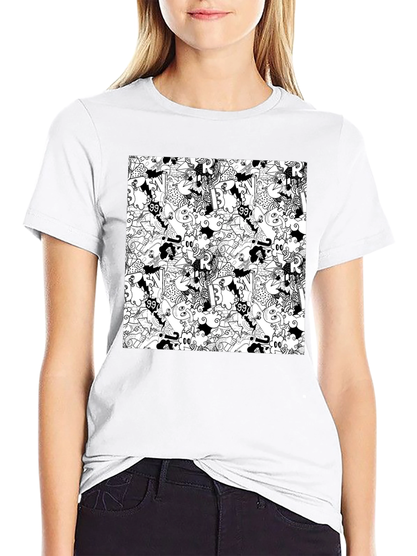 Doodle Art Black T-Shirt