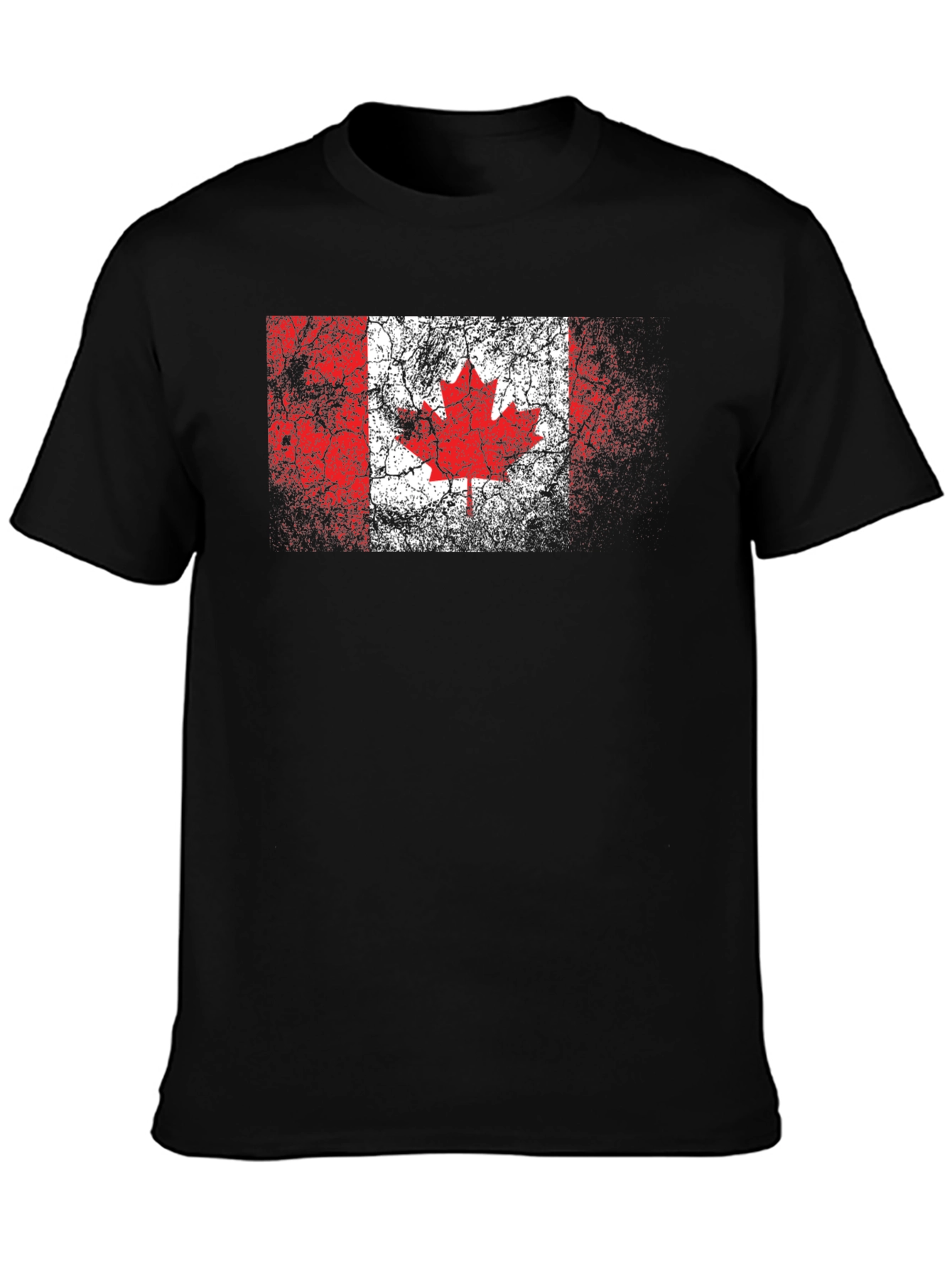 Distressed Canadian Flag Graphic Black T-Shirt
