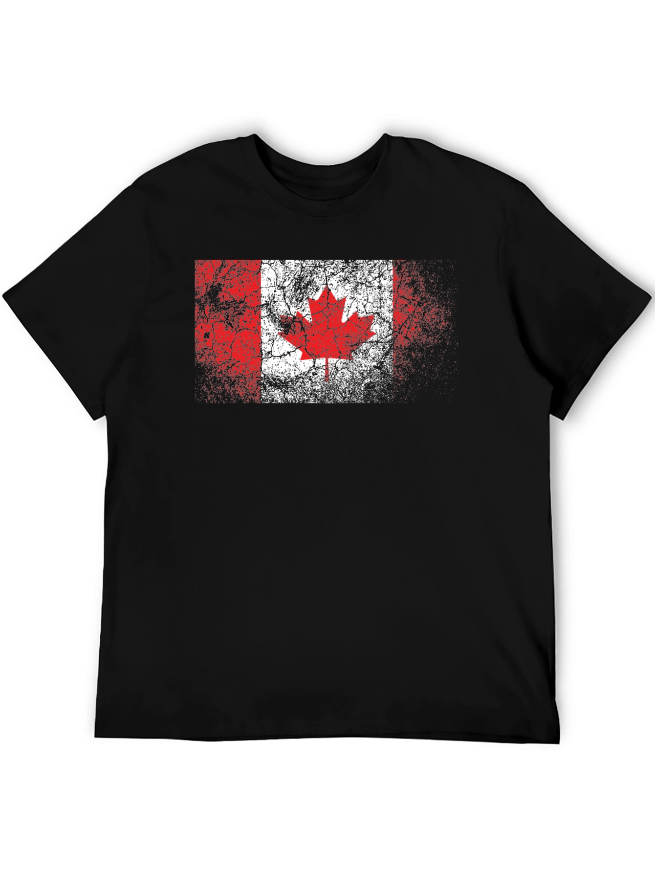 Distressed Canadian Flag Graphic Black T-Shirt
