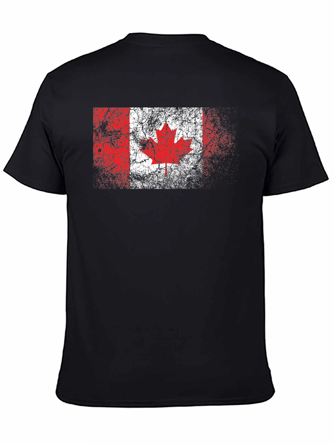 Distressed Canadian Flag Graphic Black T-Shirt