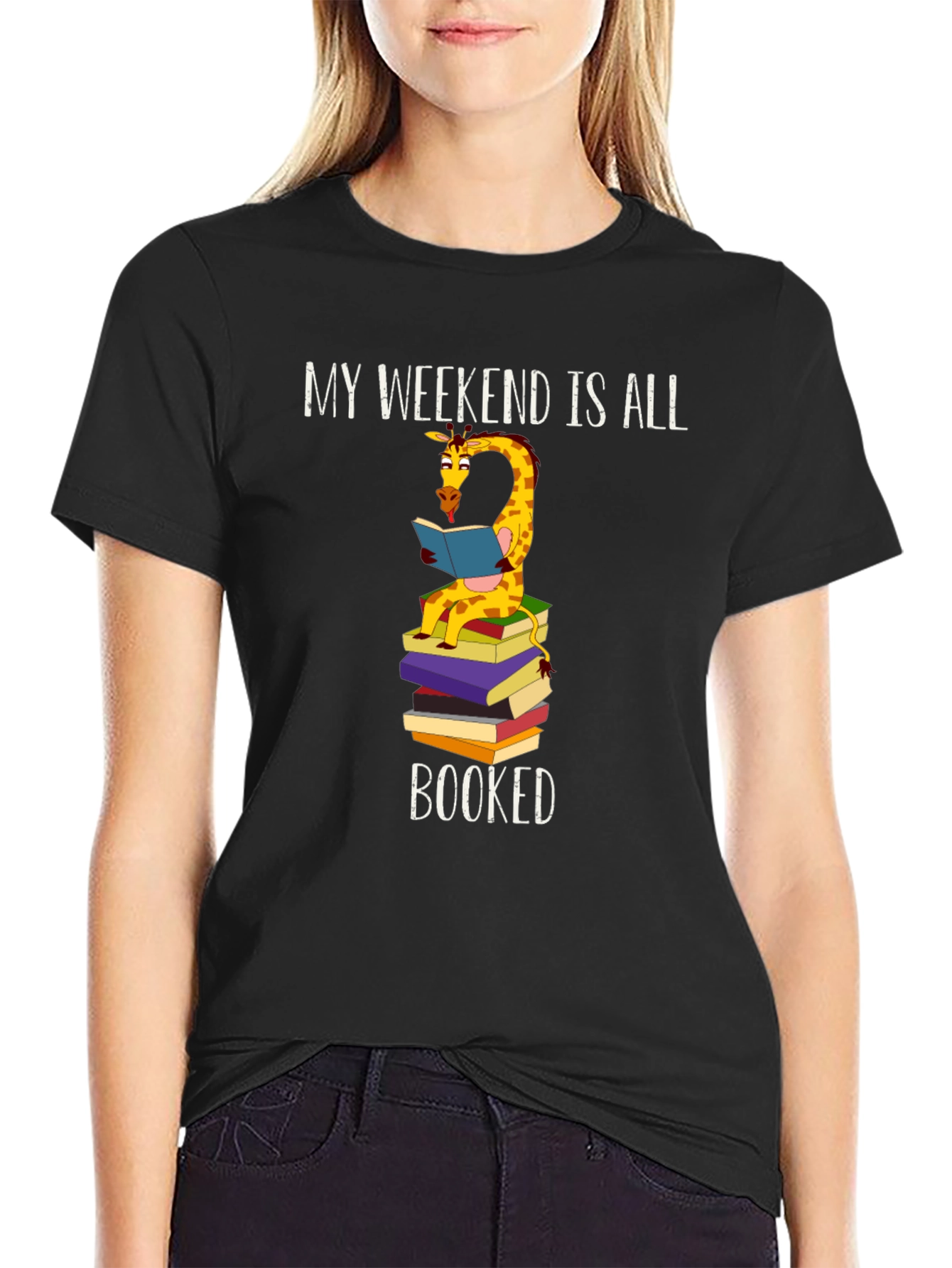 Book Lover Giraffe T-Shirt: My Weekend is All Booked!