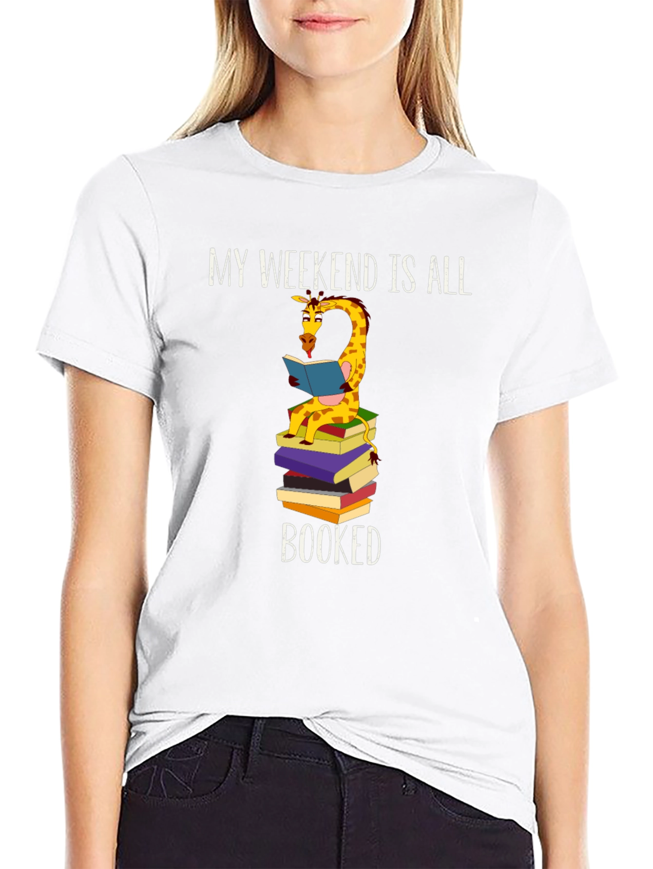Book Lover Giraffe T-Shirt: My Weekend is All Booked!