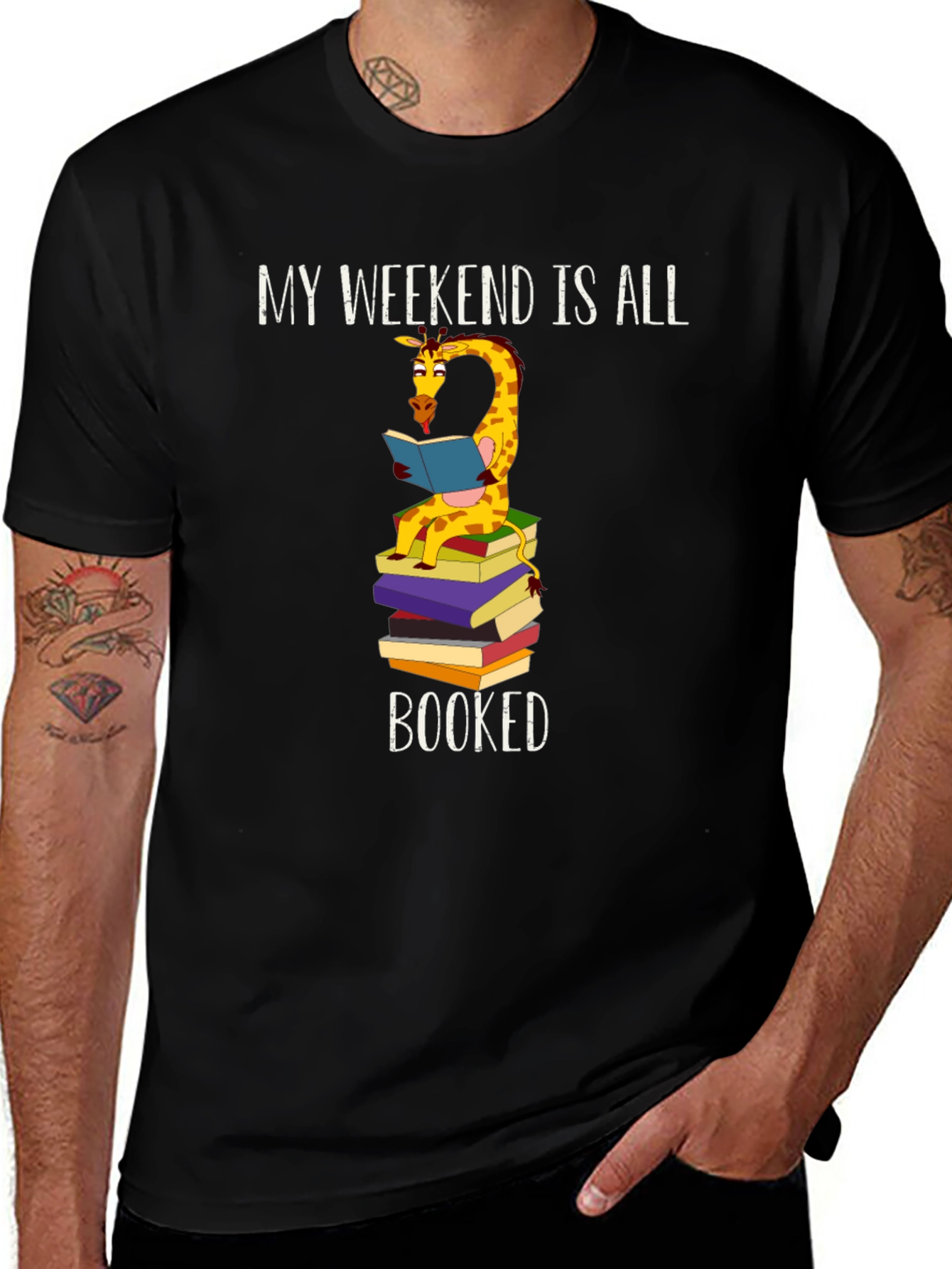 Book Lover Giraffe T-Shirt: My Weekend is All Booked!