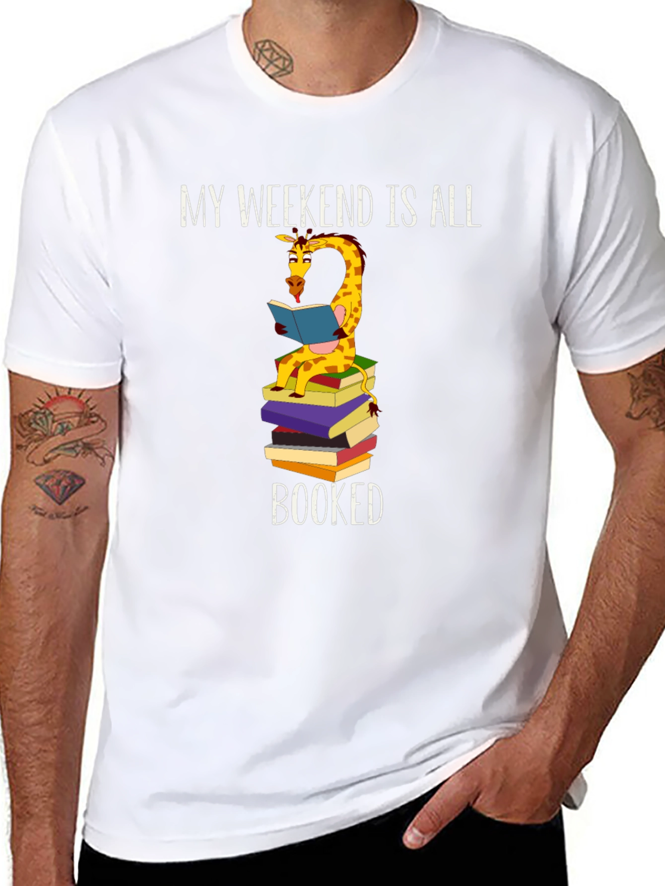 Book Lover Giraffe T-Shirt: My Weekend is All Booked!