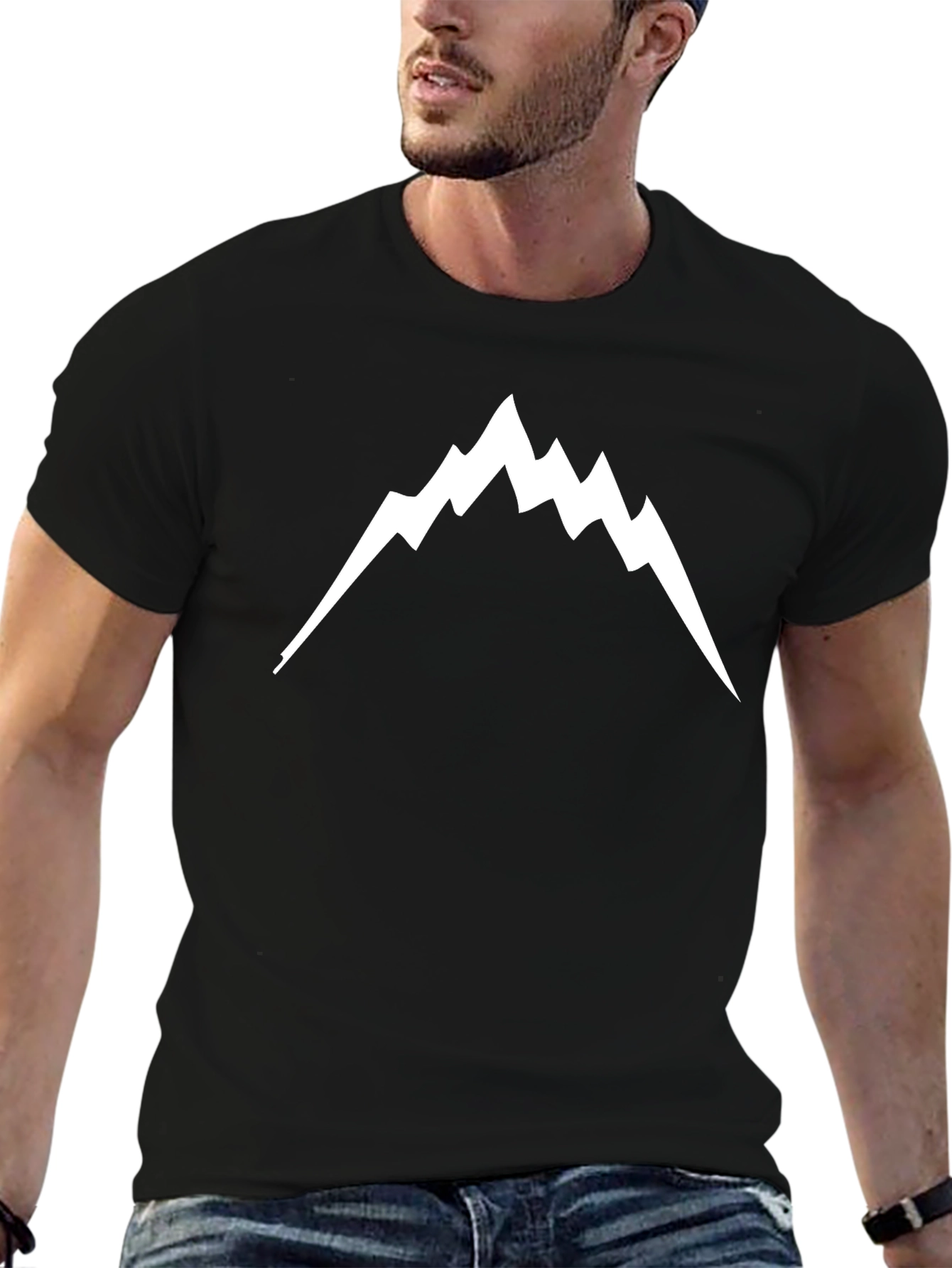 Mountain Peak Graphic Tee - Black Cotton Shirt