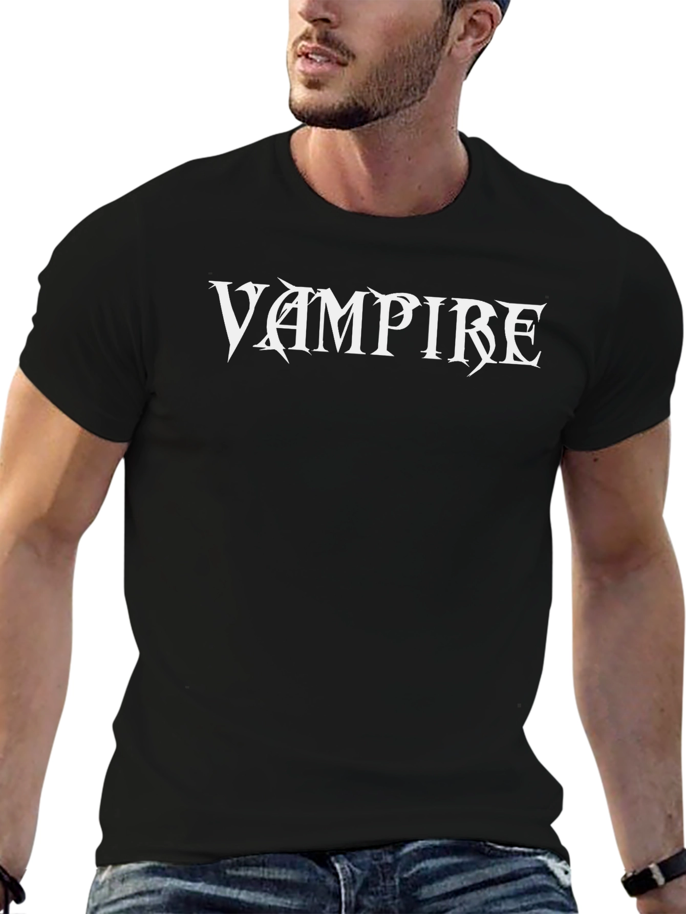 Vampire Graphic Tee - Black Cotton T-Shirt