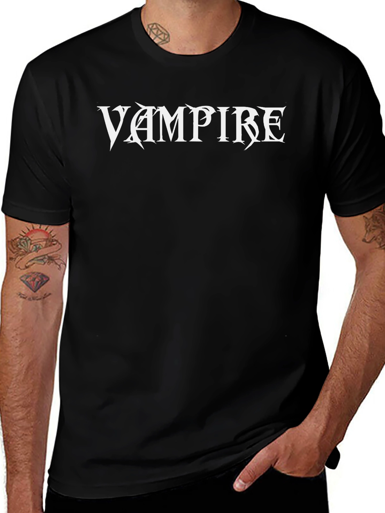 Vampire Graphic Tee - Black Cotton T-Shirt