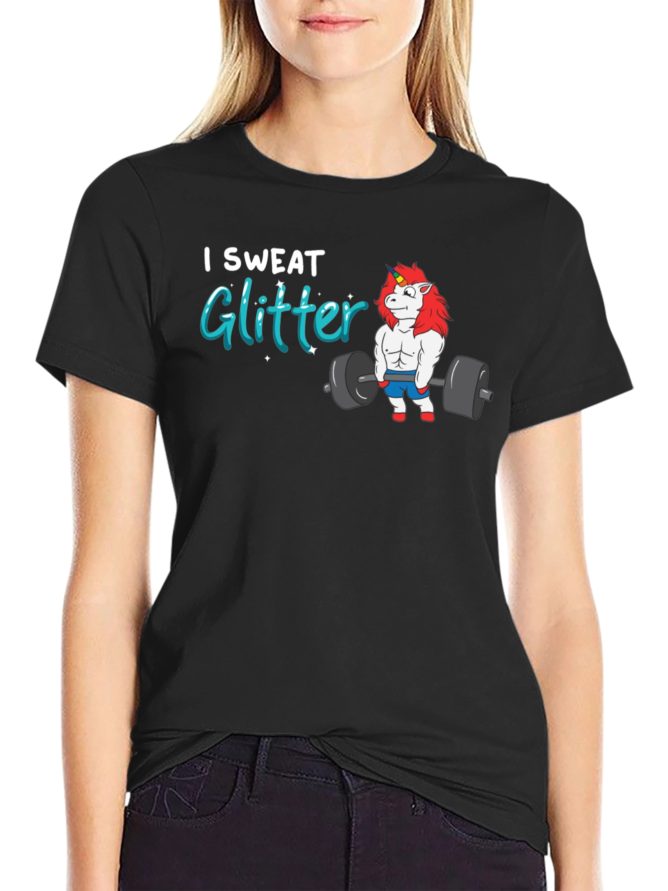 I Sweat Glitter Unicorn Gym T-Shirt