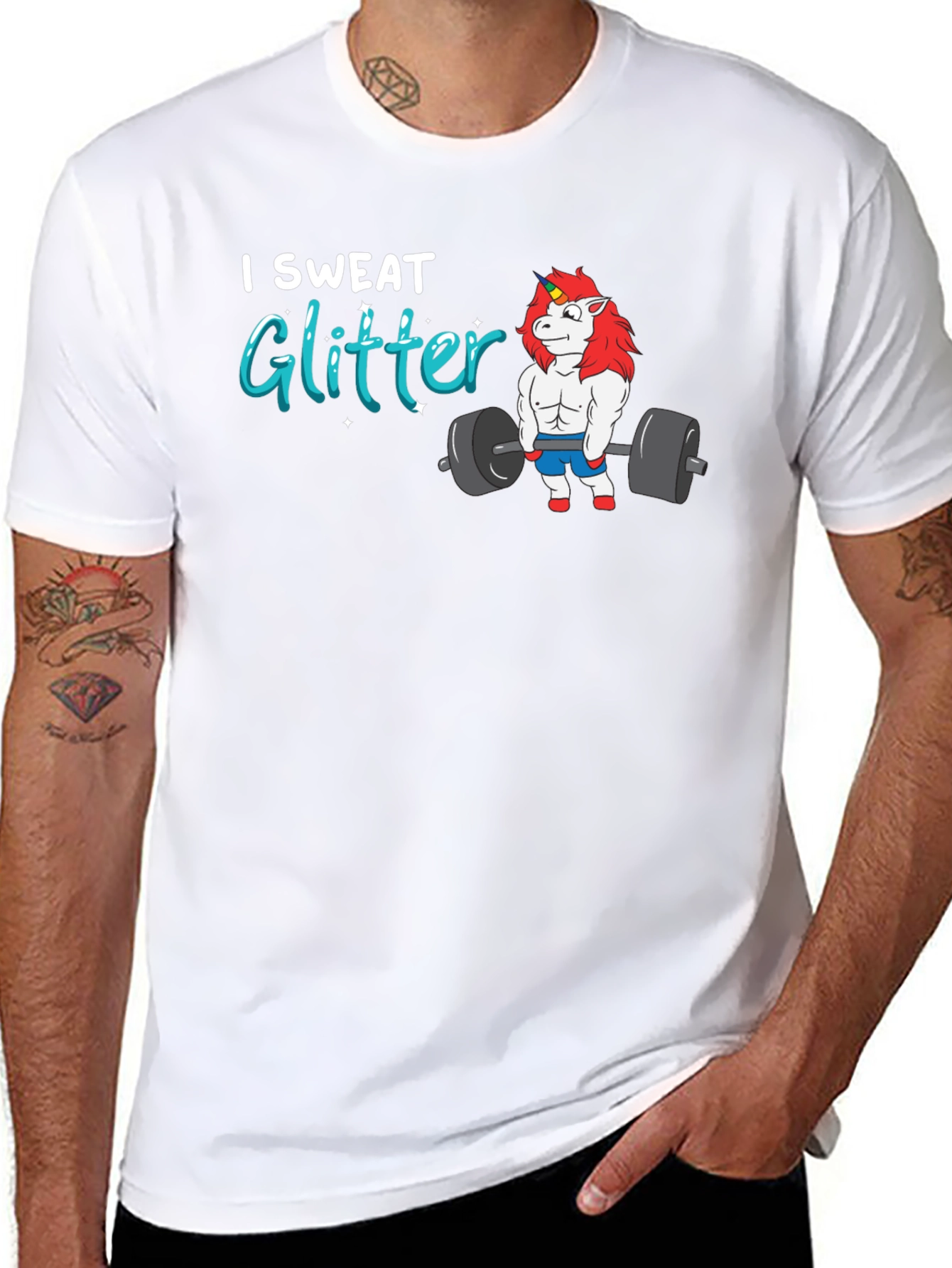 I Sweat Glitter Unicorn Gym T-Shirt
