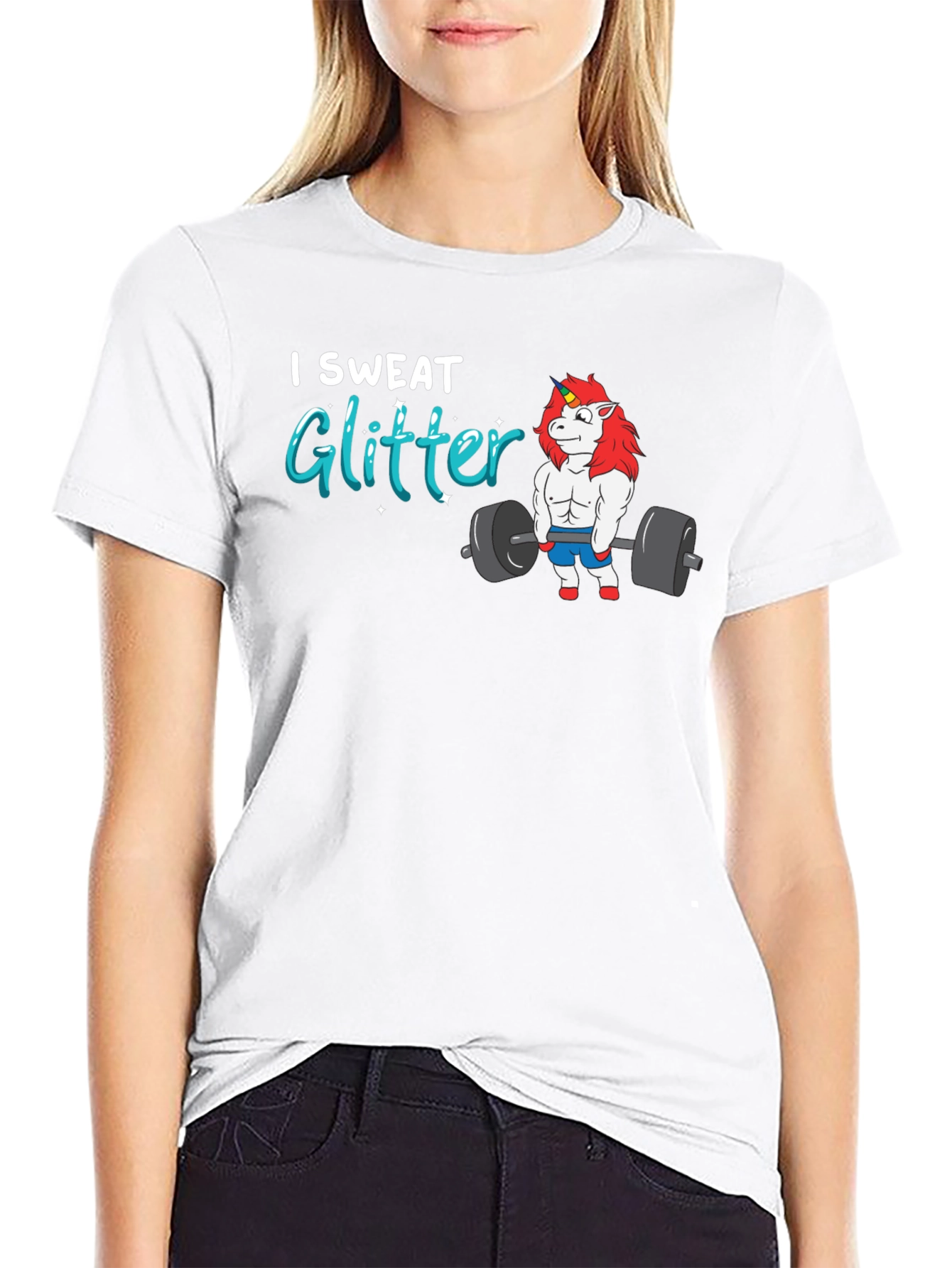 I Sweat Glitter Unicorn Gym T-Shirt