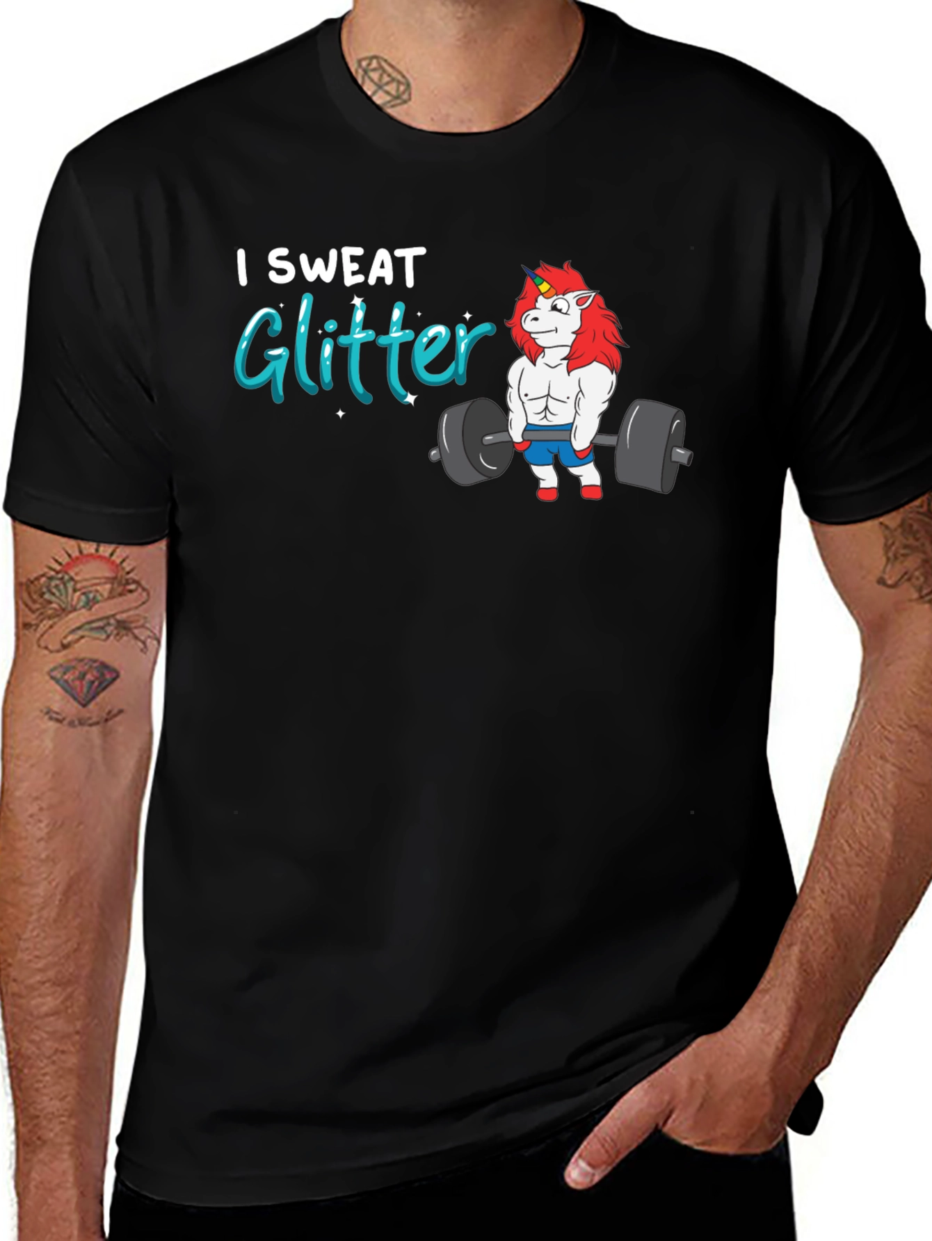 I Sweat Glitter Unicorn Gym T-Shirt
