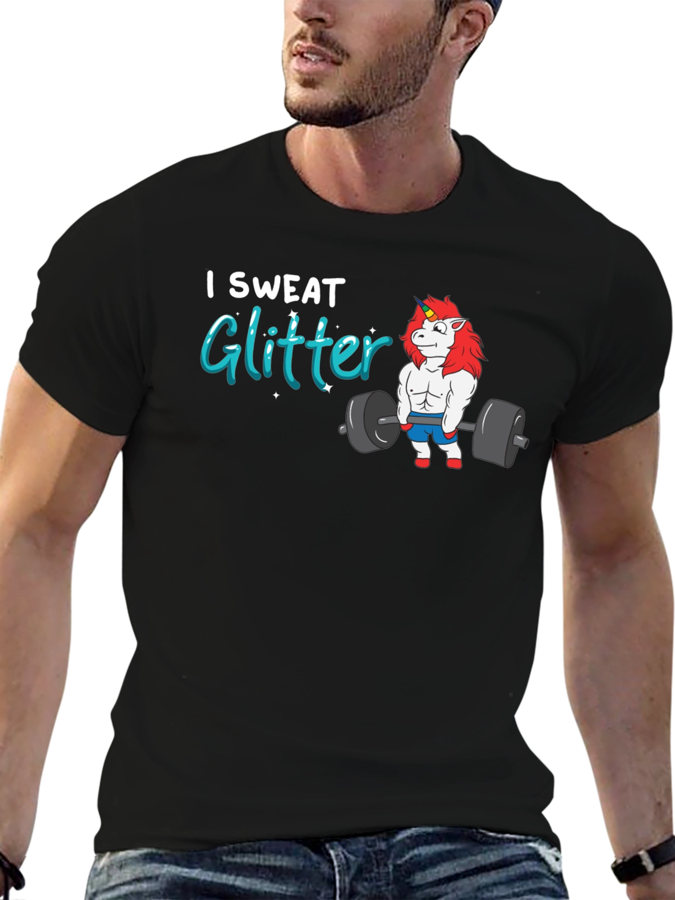 I Sweat Glitter Unicorn Gym T-Shirt