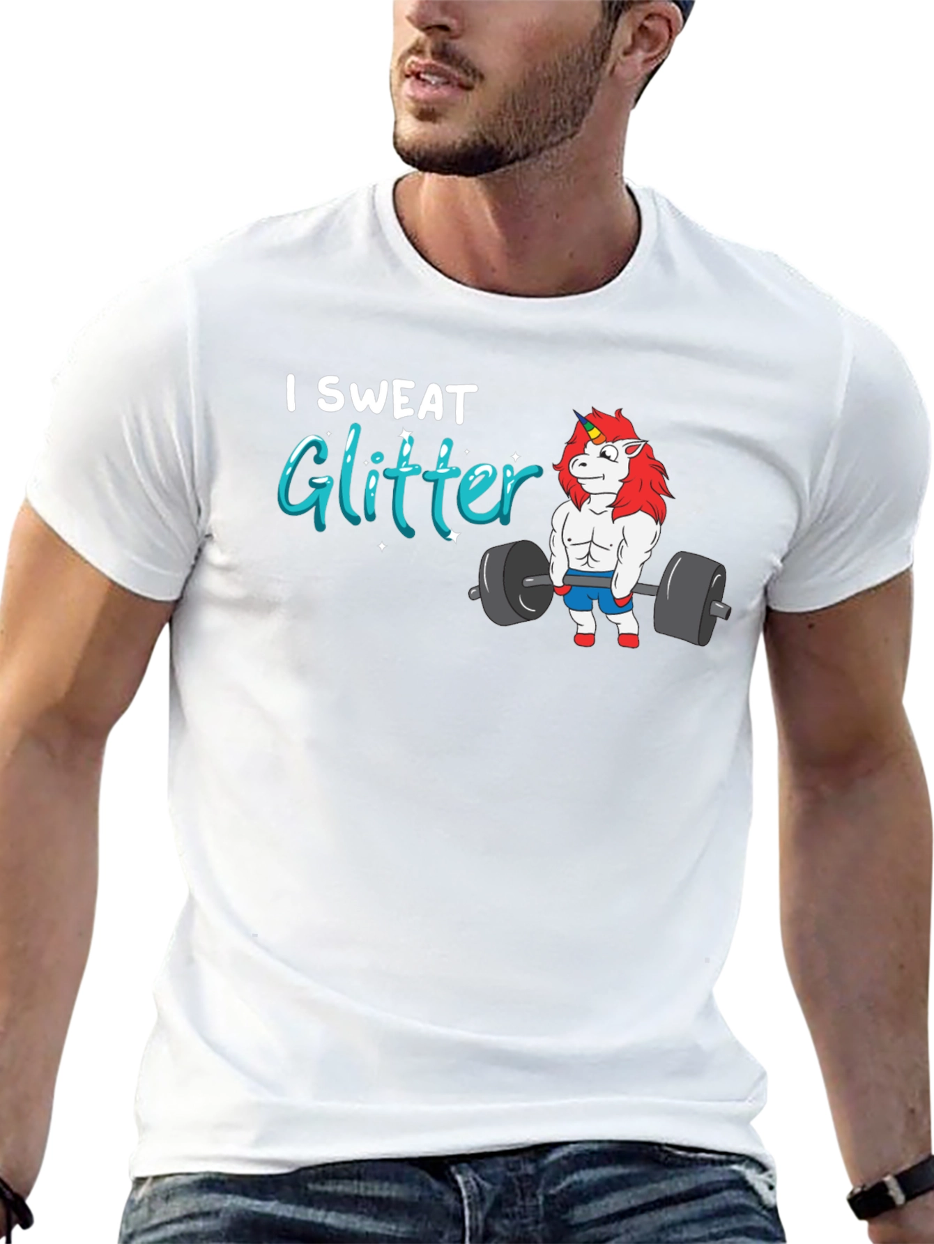 I Sweat Glitter Unicorn Gym T-Shirt